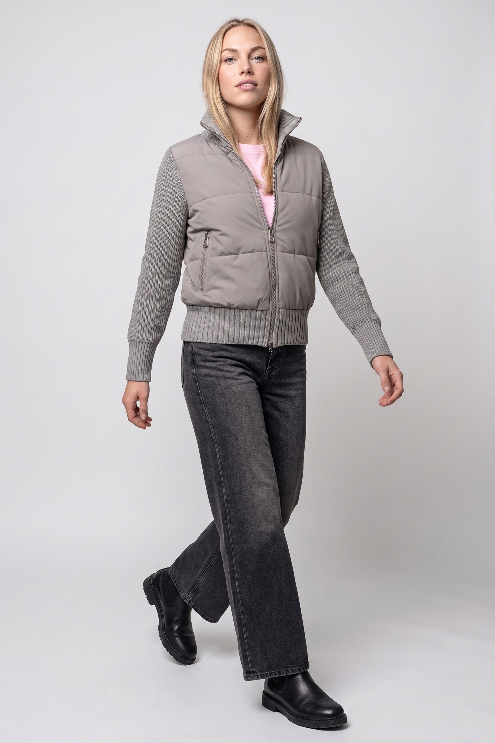 Alife & Kickin Sommerjacke »Damen LyaAK A Übergangsjacke, Jacke« Strickärmel, Stehkragen aus Rippstrick, wattiert und gesteppt