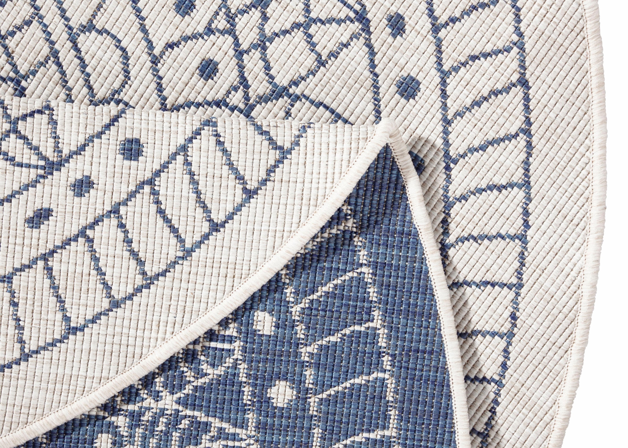 NORTHRUGS Teppich »Porto Wendeteppich«, rund, 5 mm Höhe, In-& Outdoor, Wetterfest, Balkon, Garten, Wohnzimmer, Wasserfest