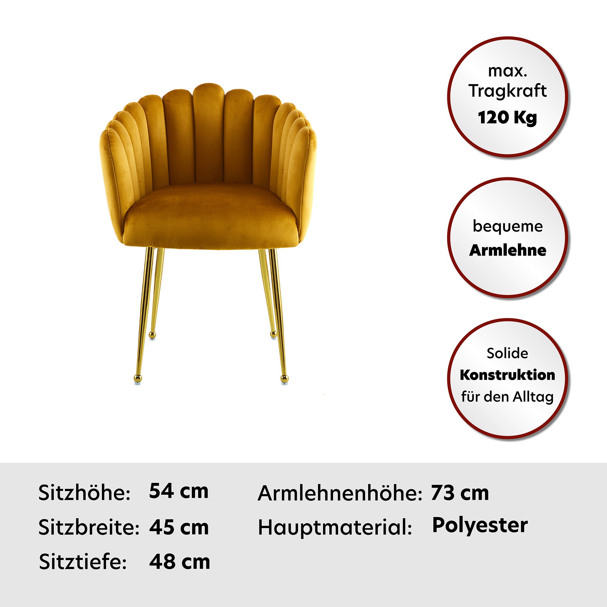 Thumbnail - Kayoom Polsterstuhl "Stuhl Muna 125, TOPSELLERausgefallene Rücken-/Armlehne in Muschelform", 1 St., ausgefallen geflocht...