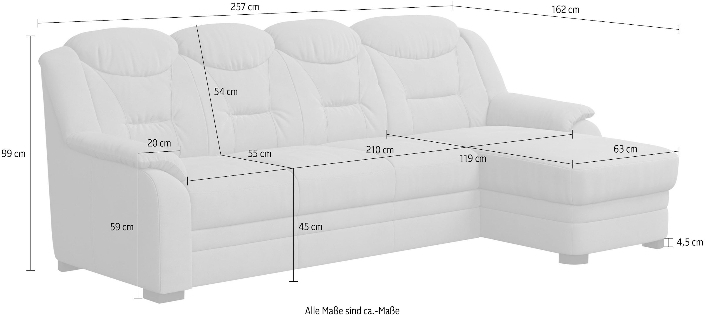 COTTA Ecksofa »Marcus L-Form«, Bequemes Ecksofa in klassischem Design mit hoher Rückenlehne