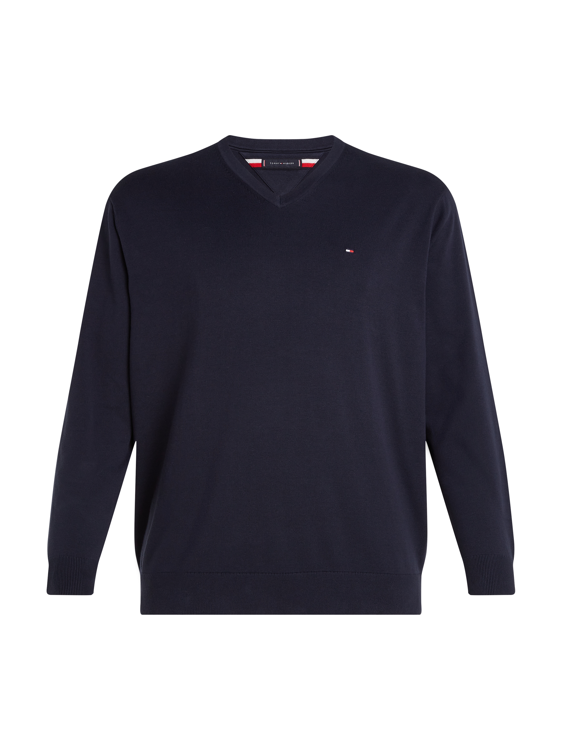 Tommy Hilfiger Big & Tall V-Ausschnitt-Pullover »BT-WCC ESSENTIAL V NECK-B«, Große Größen mit Logostickerei