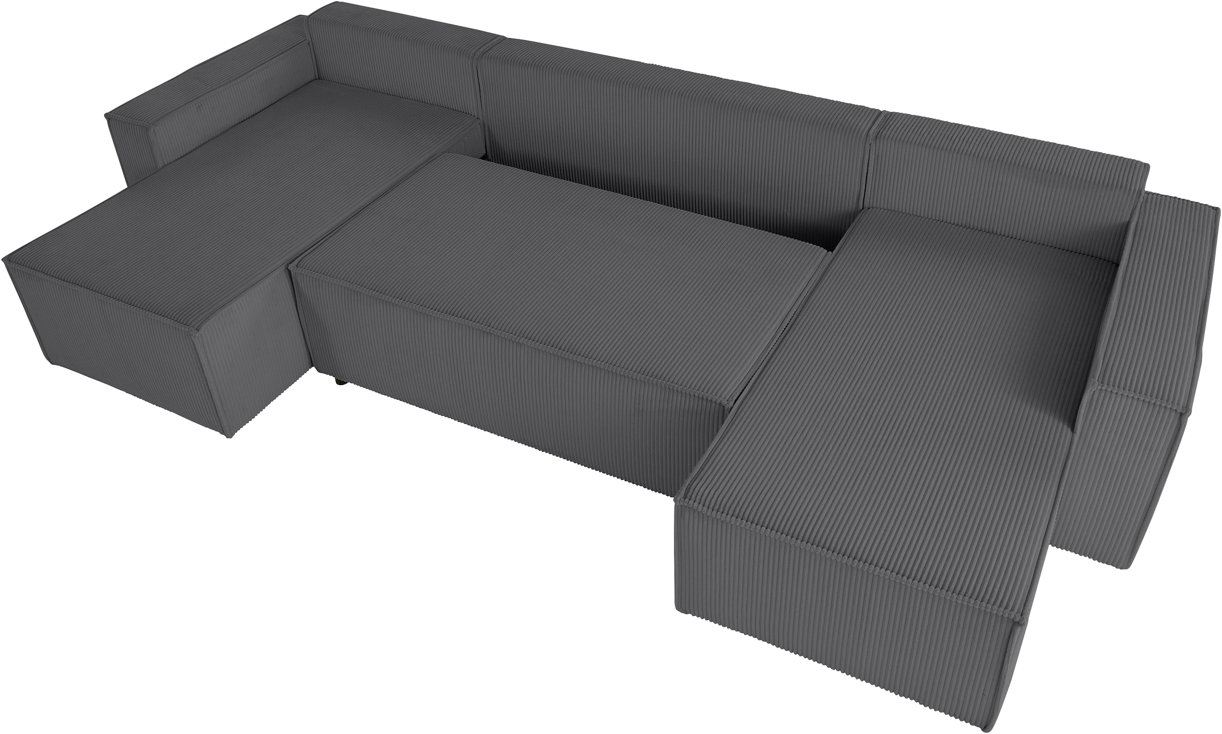 OTTO home Wohnlandschaft »CASSI, 311 cm, U-Form, Schlafsofa, Dauerschläfer, Boxspringfederung«, Schlaffunktion (133/270cm), Bettkasten, Seitentaschen, Cord-Bezug