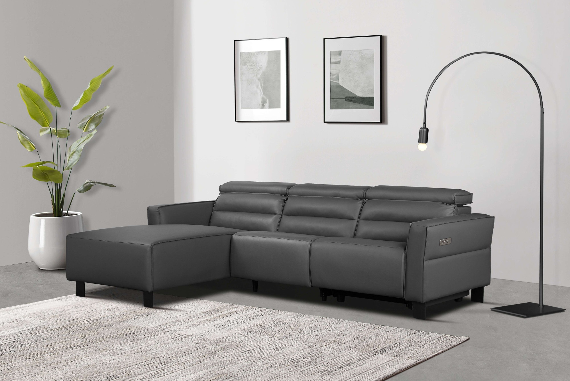 Places of Style Ecksofa »Carpari, L-Form, 263 cm, manuelle o. elektrische Relaxfunktion,«, USB A/C und Kopfteilverstellung