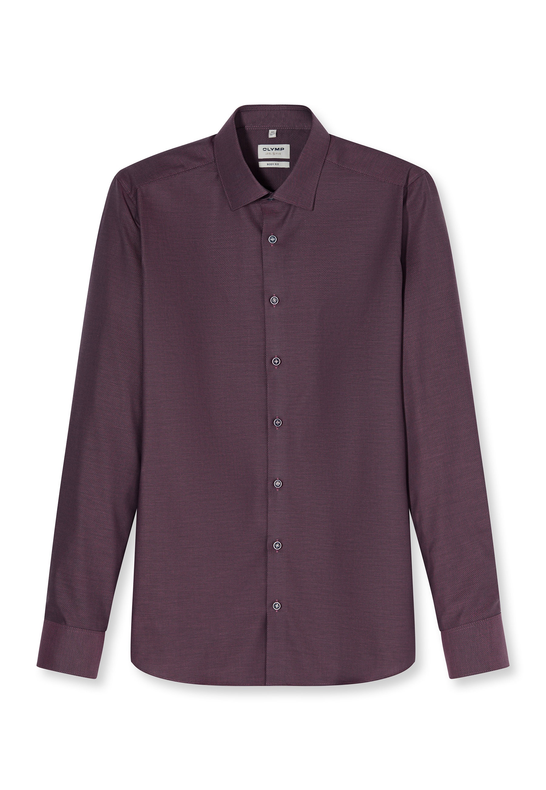 Businesshemd OLYMP "OLYMP Level Five, body fit, Kent", Herren, Gr. 38, Normaler Arm, mauve, 97% Baumwolle, 3% Elastolefin, Hemden