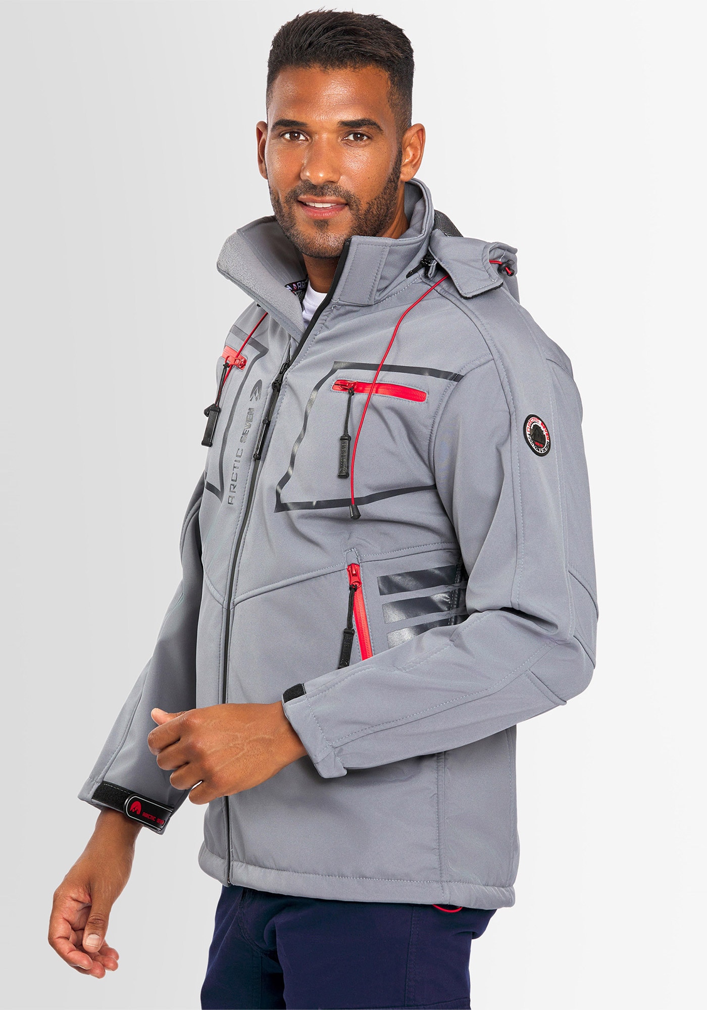 Arctic Seven Softshelljacke »ASPierr« sportliche Outdoor Funktionsjacke mit abnehmbarer Kapuze