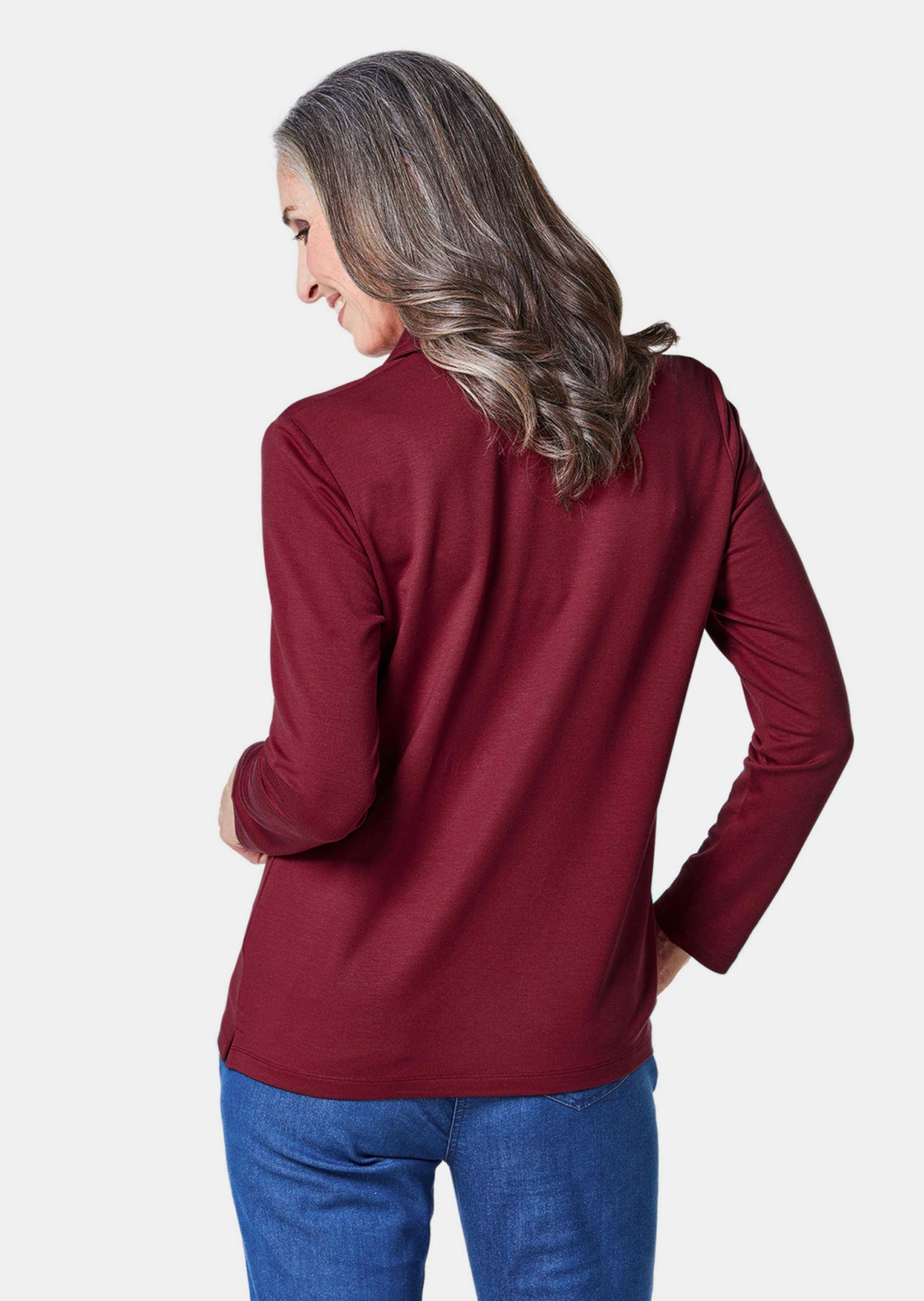 GOLDNER Poloshirt »Langarm Poloshirt mit Schmuckband an Knopfleiste«