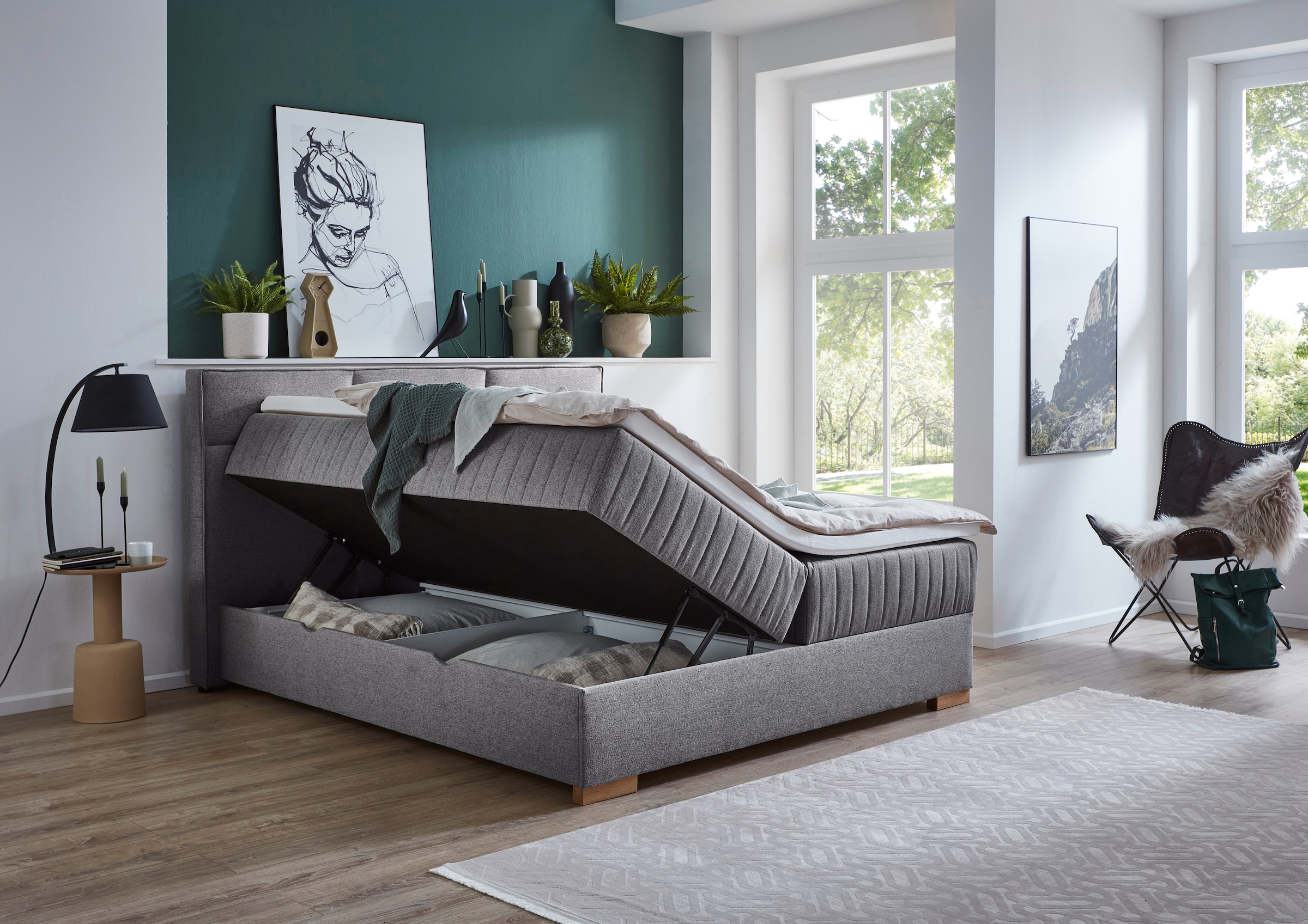 meise.möbel Boxspringbett »Tambo«, inkl. Bettkasten & Topper, erhältlich in 120x200cm oder 180x200cm