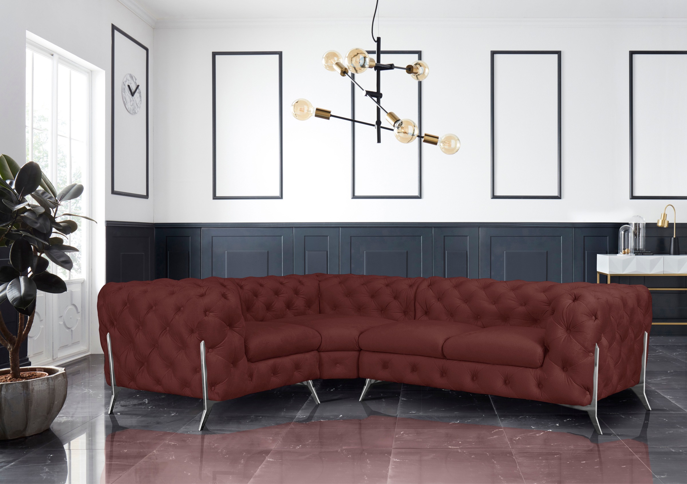 Home affaire Chesterfield-Sofa "Amaury L-Form" moderne Chersterfield-Optik, günstig online kaufen