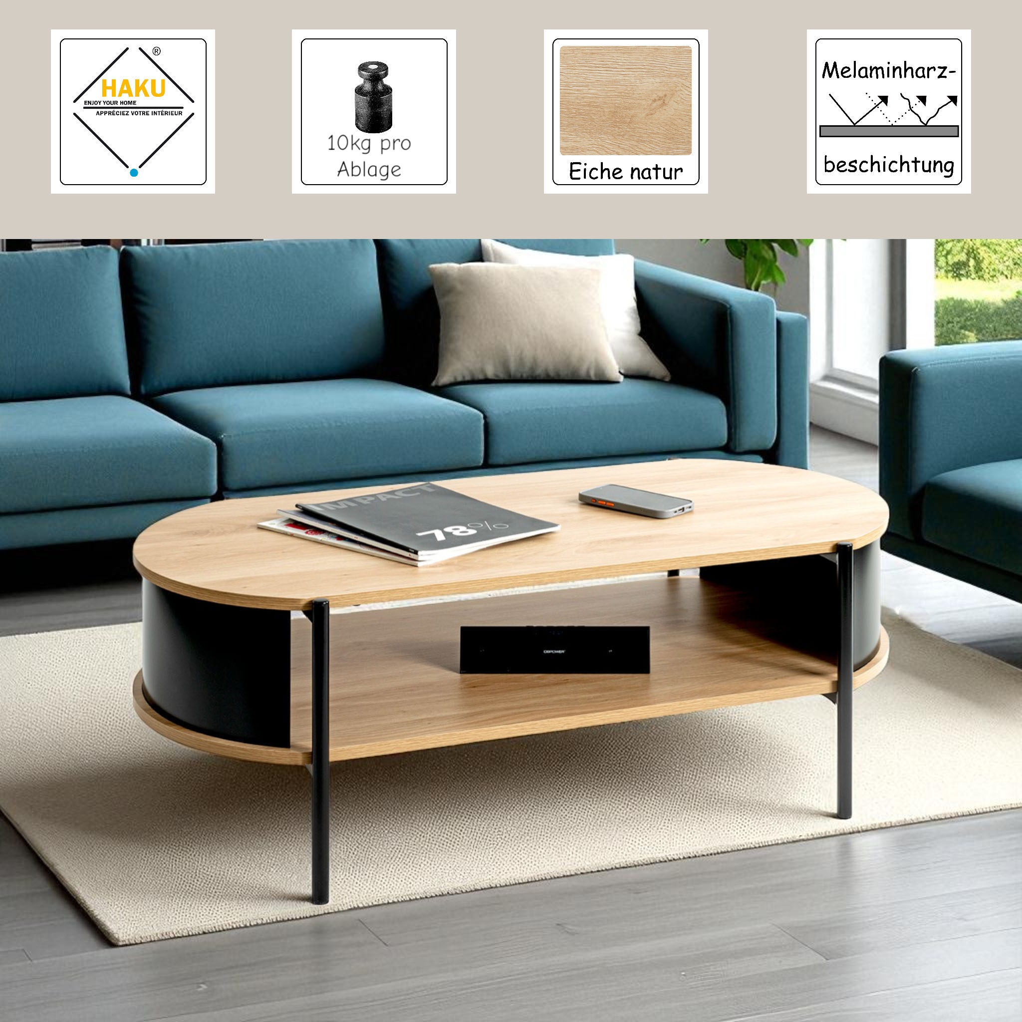HAKU Couchtisch »Couchtisch« 1 Stk. tlg. melaminharzbeschichtet; UV-beständig, kratzbeständig