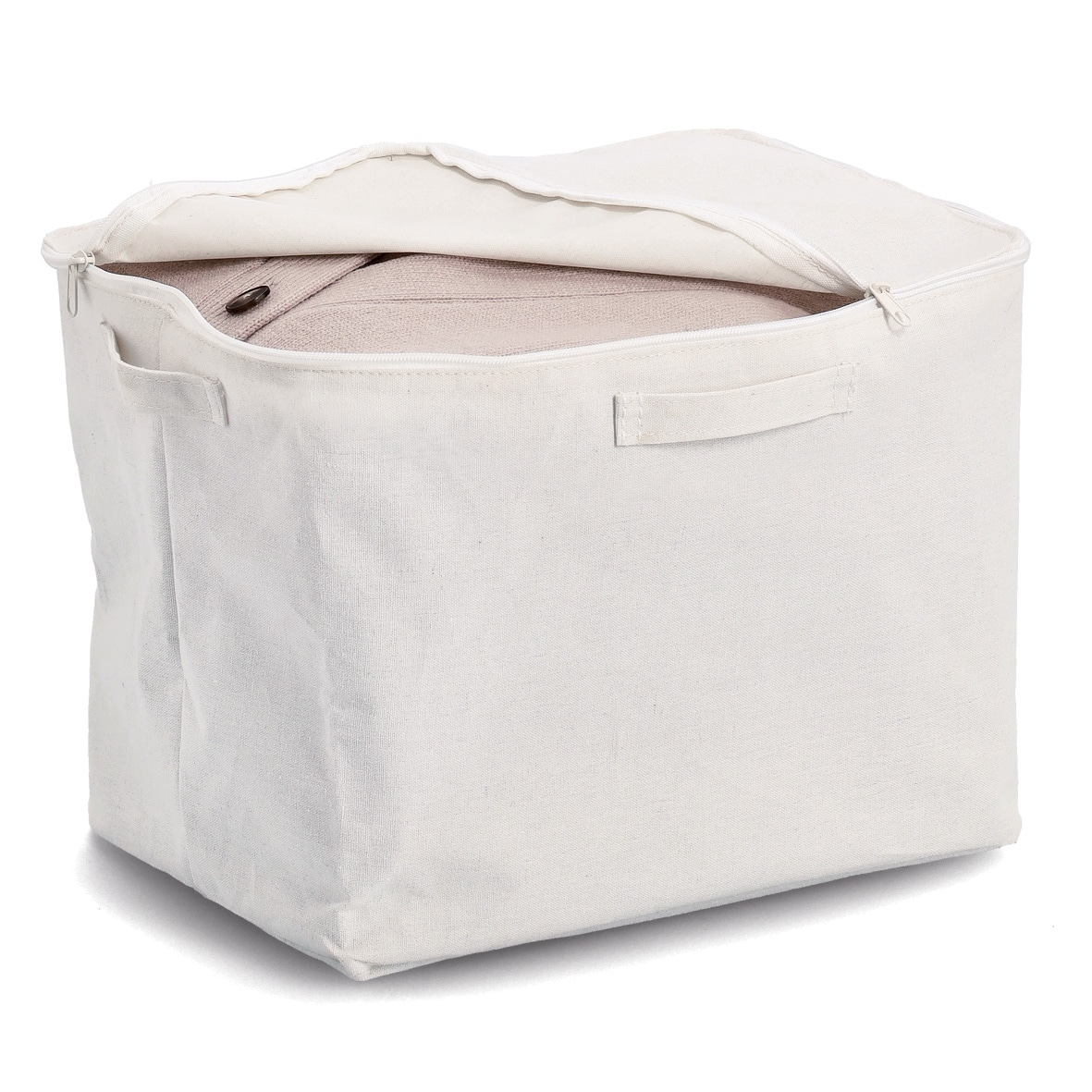 Zeller Present Aufbewahrungsbox »Aufbewahrungsbox, Polyester/Baumwolle, creme« mit Reißverschluss, 2er Set, ca. 38x27x27 cm
