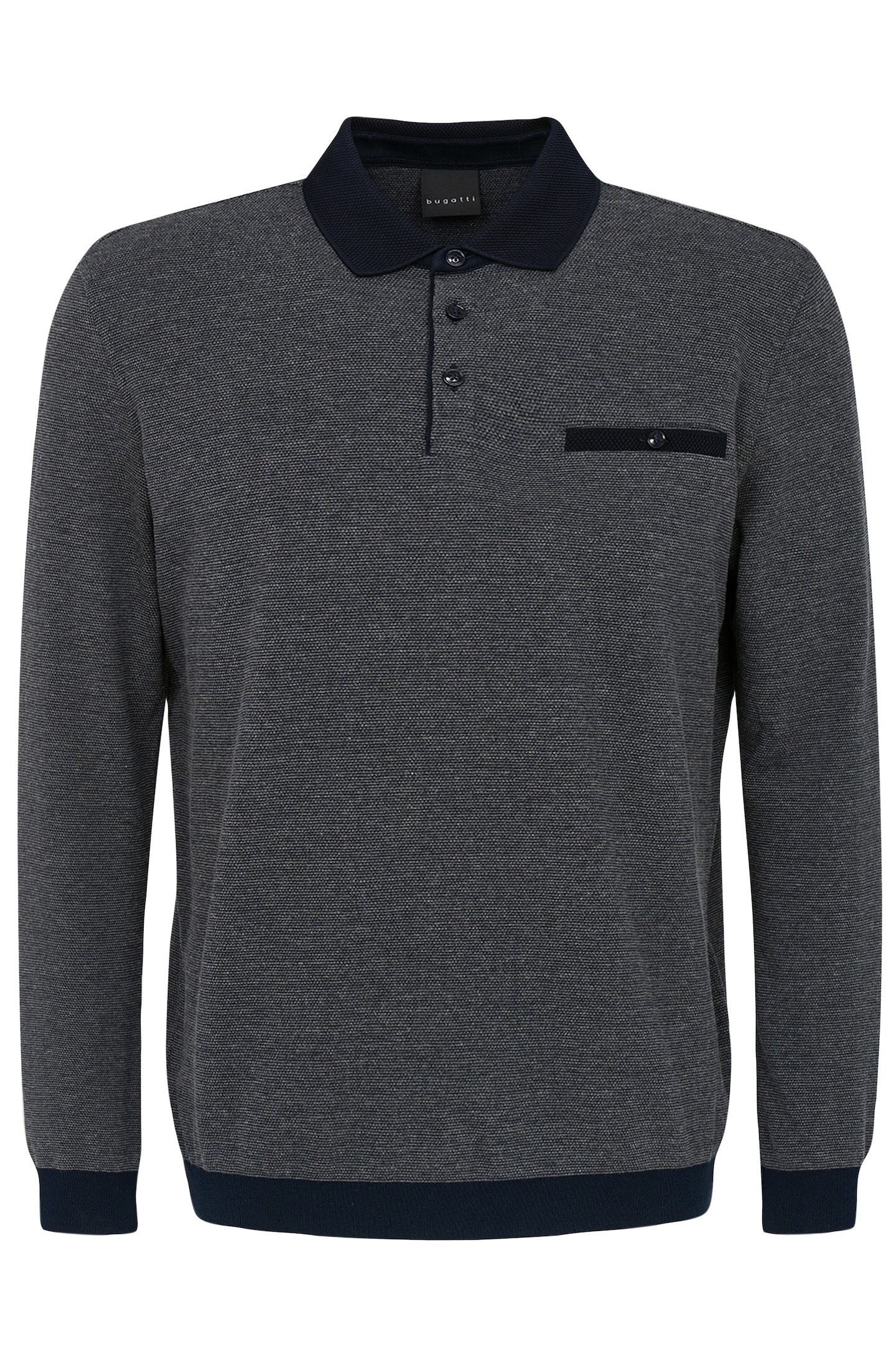 bugatti Langarm-Poloshirt, mit Strukturkragen
