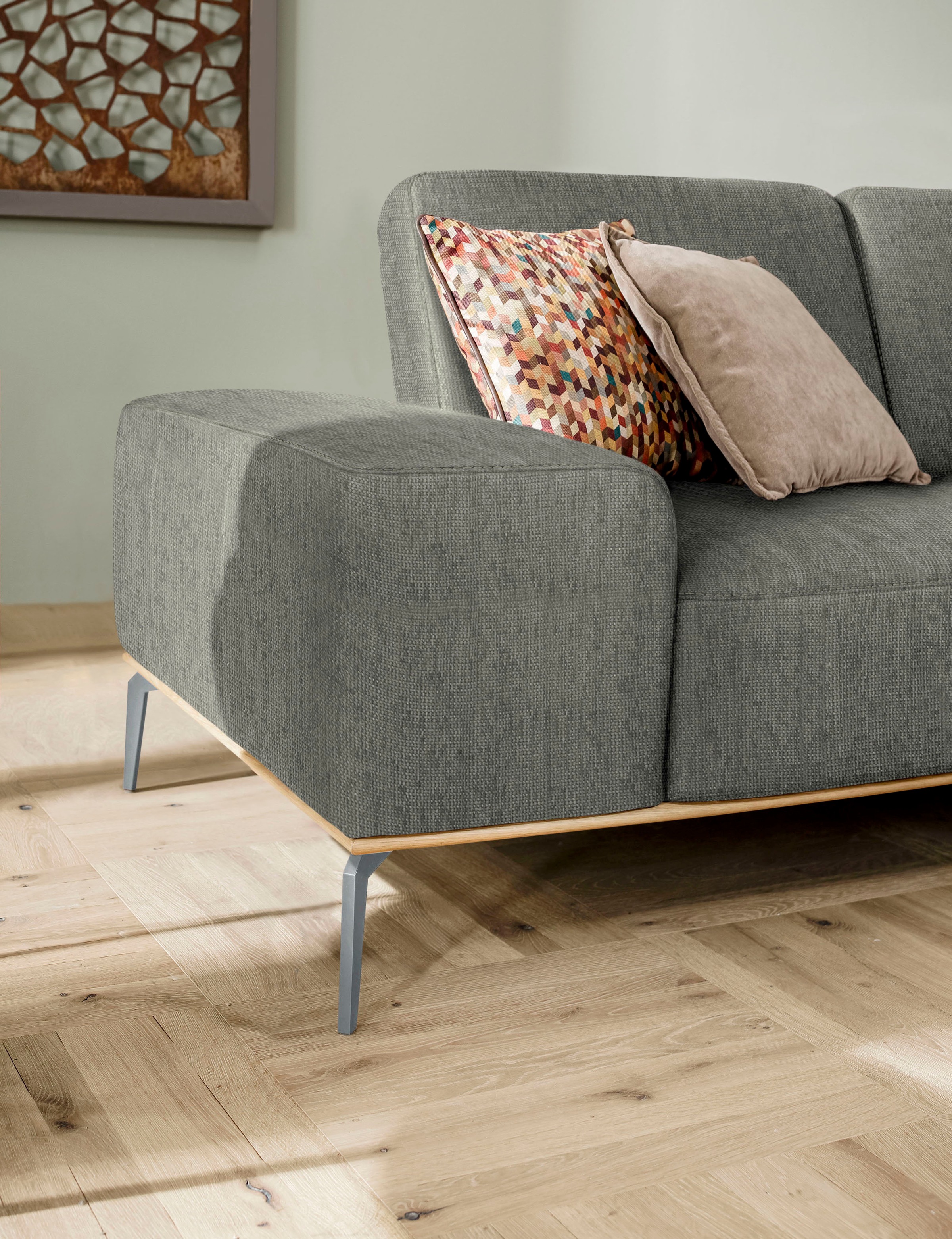 W.SCHILLIG Ecksofa »run«, mit elegantem Holzsockel, Füße in Silber matt, Breite 279 cm