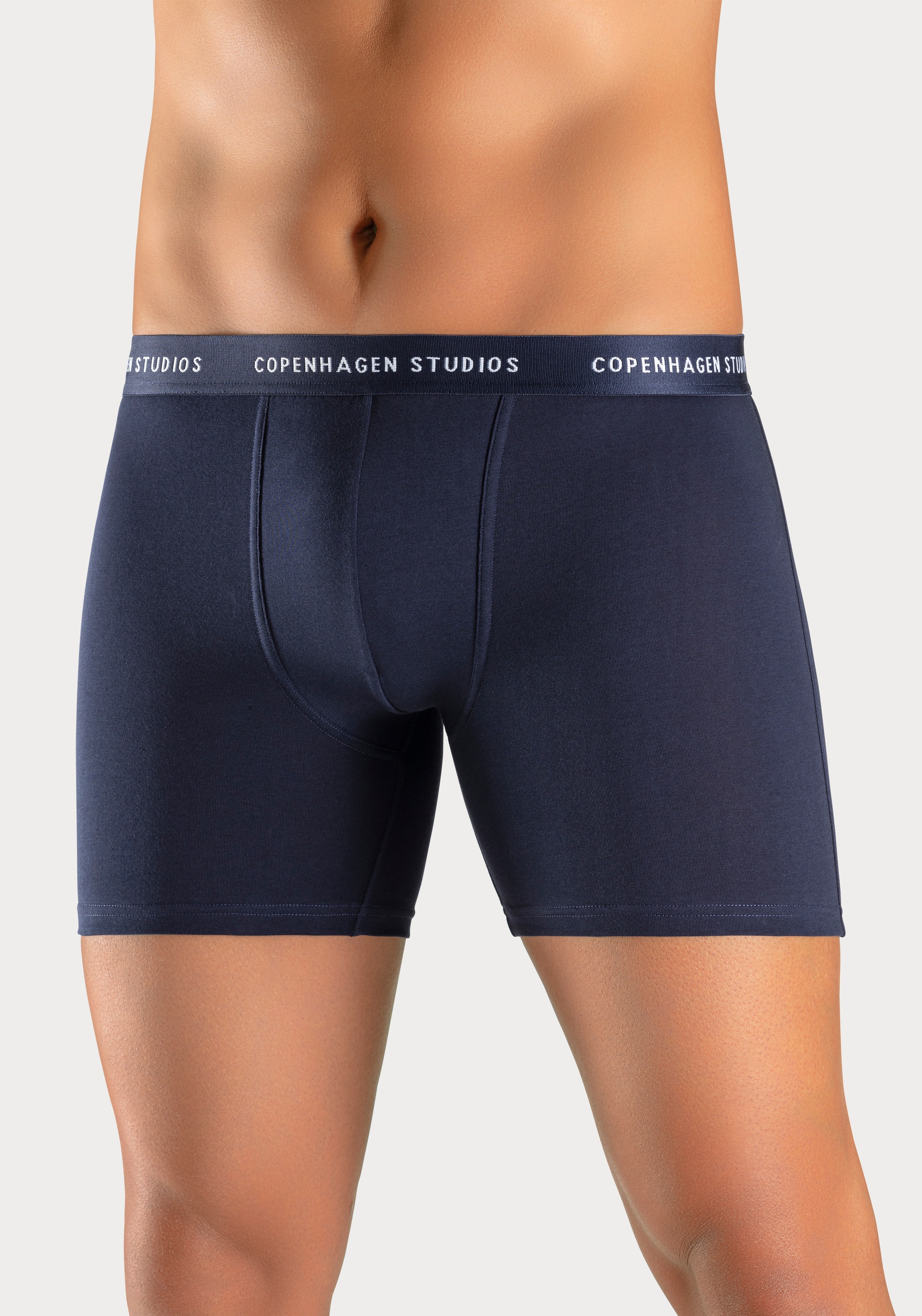 Copenhagen Studios Langer Boxer »Boxershorts für Herren«, (3 St.), mit längerem Bein und Logobund