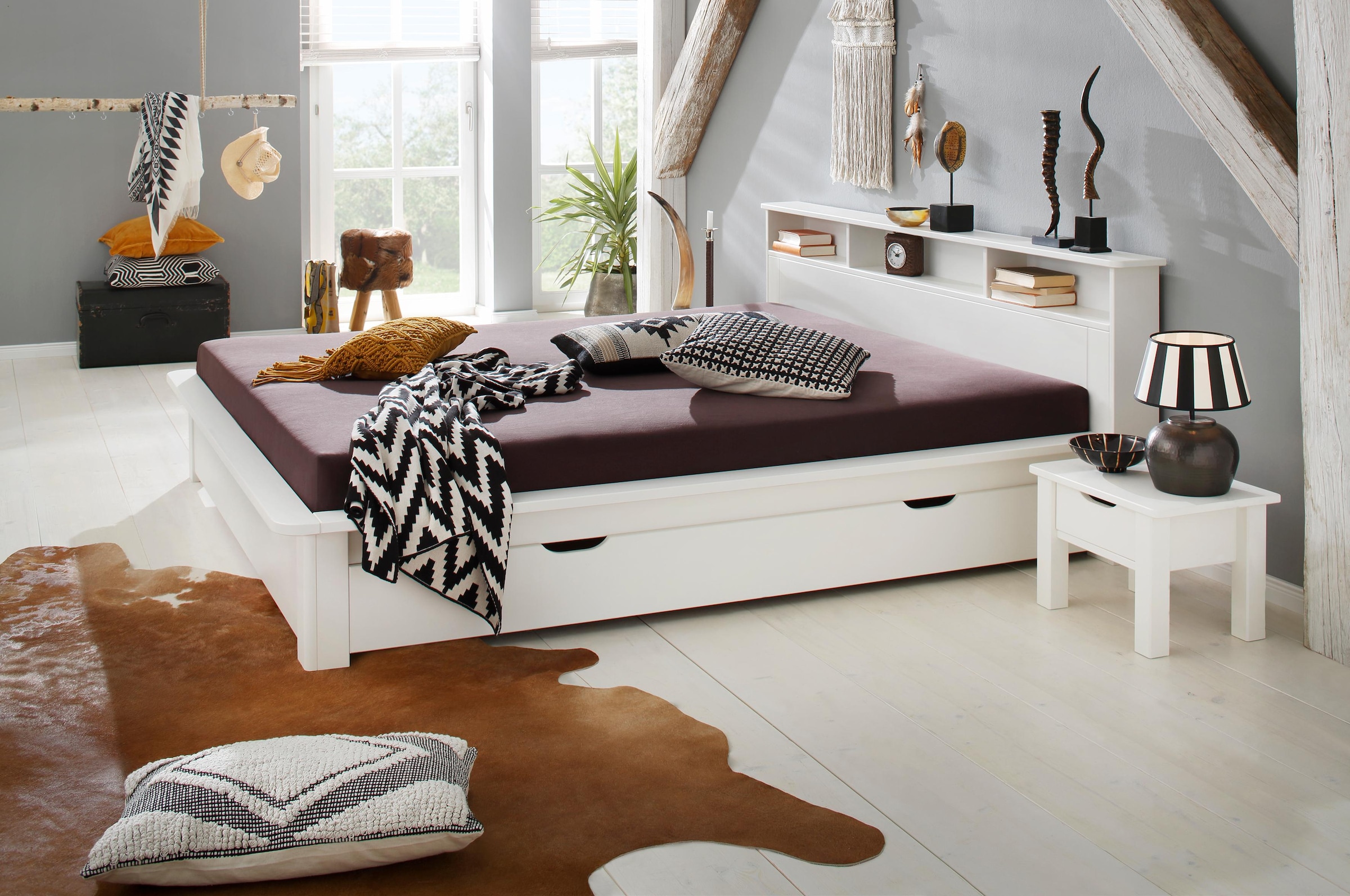 Home affaire Massivholzbett »"KERO" BESTSELLER! Stauraum im Kopfteil«, zertifiziertes Massivholz (Kiefer), optional mit Schublade
