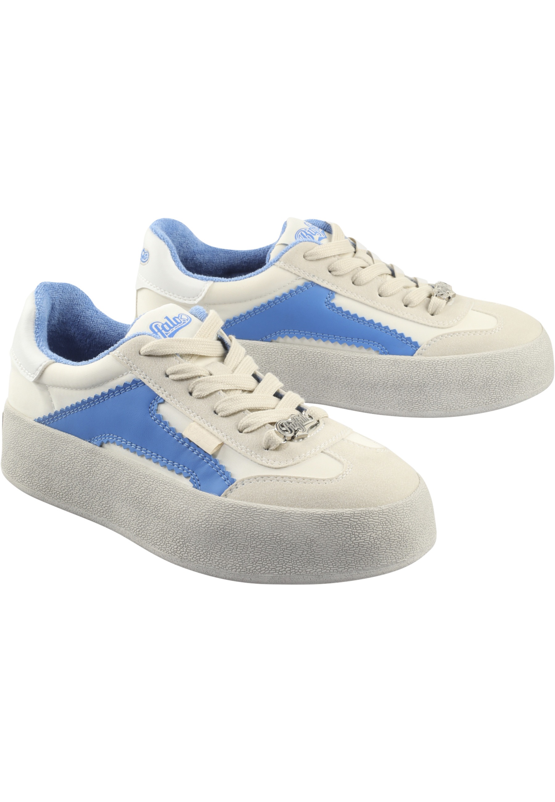 Sneaker BUFFALO "Buffalo Sneaker Lederimitat", Damen, Gr. 39, weiß (weiß, blau), Lederimitat, Schuhe Sneaker 2