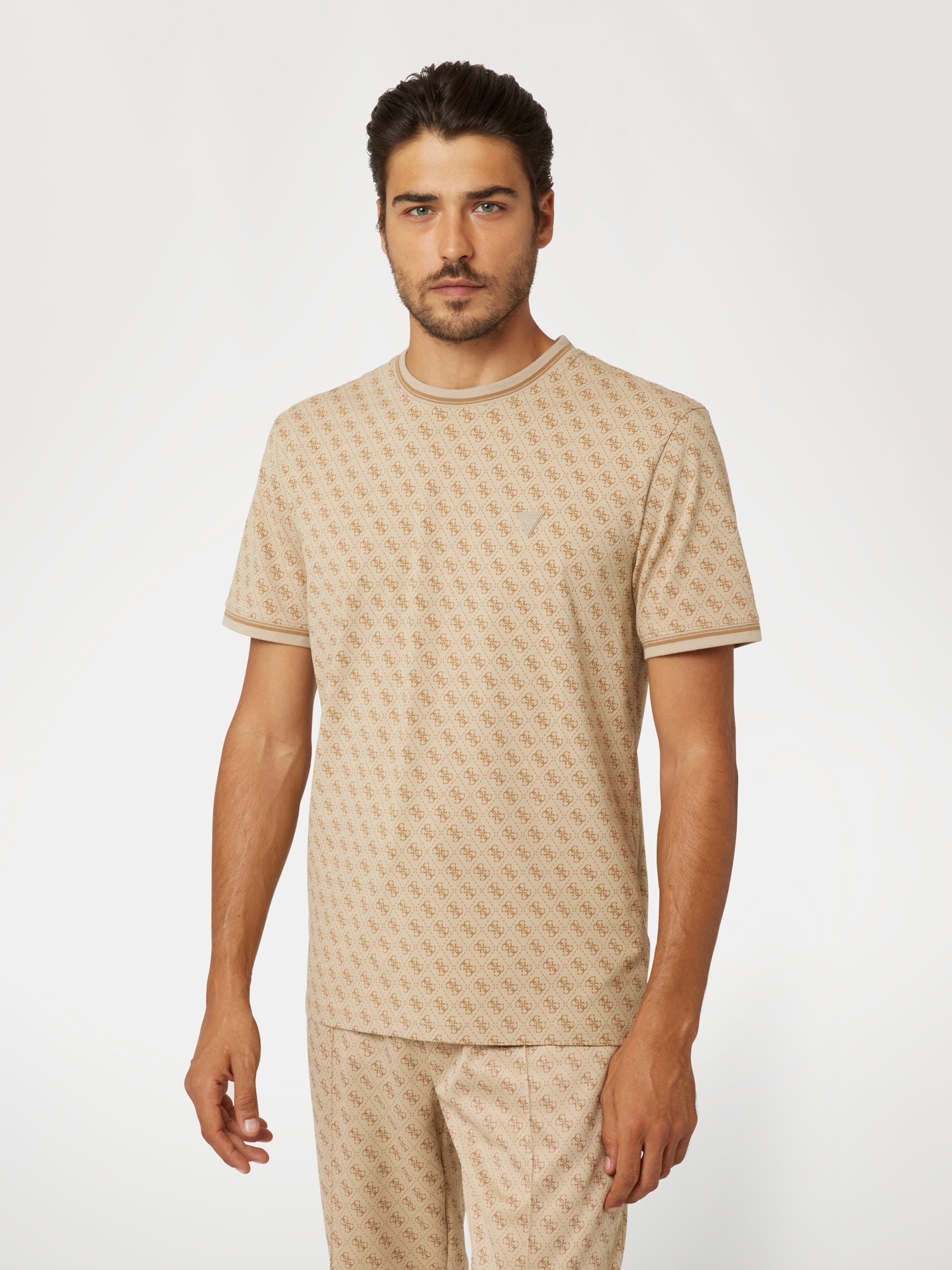 Guess T-Shirt »MARSHALL« Regular Fit, geringelte Bündchen