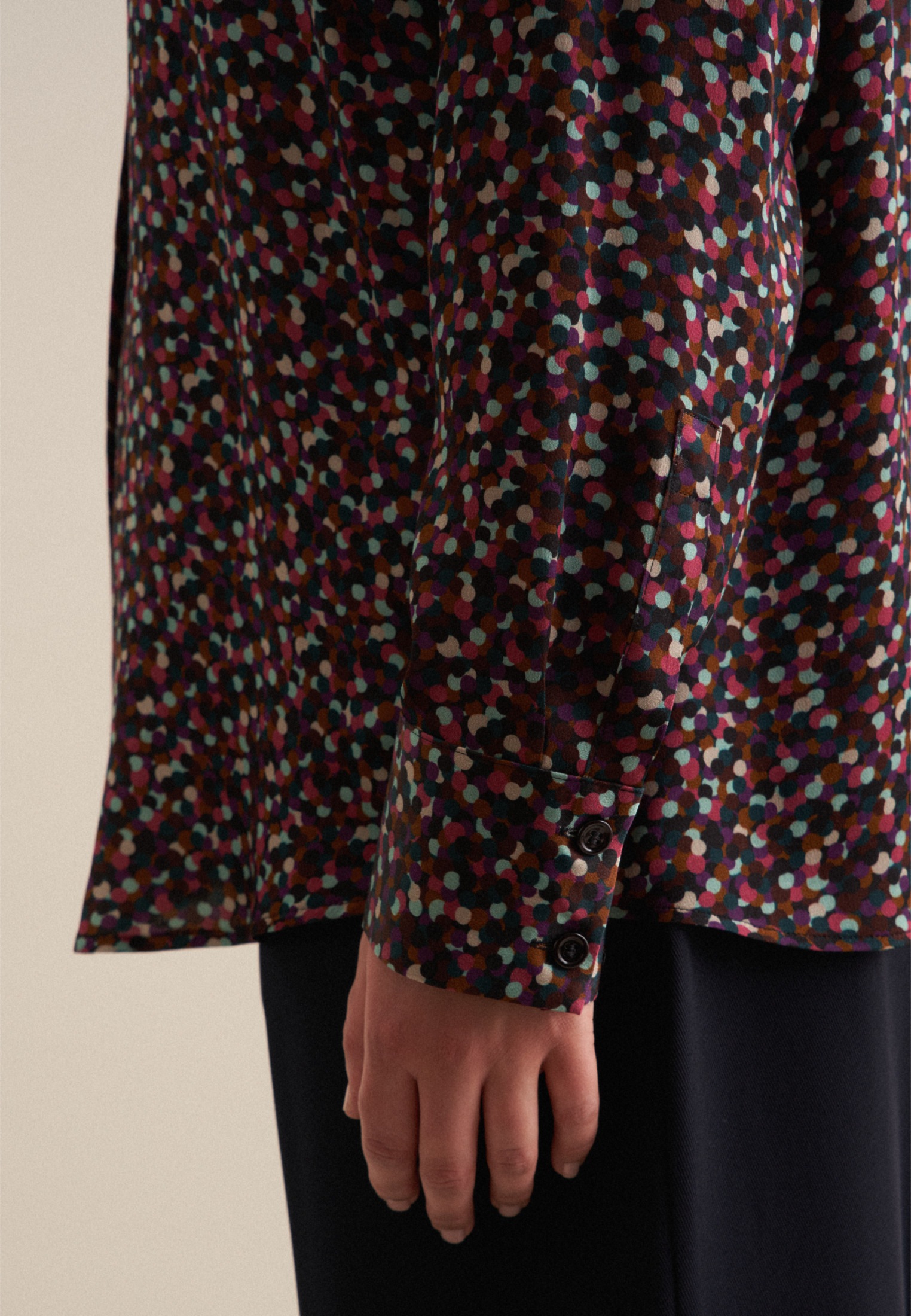 seidensticker Hemdbluse »Schwarze Rose«, Langarm Kragen Druck