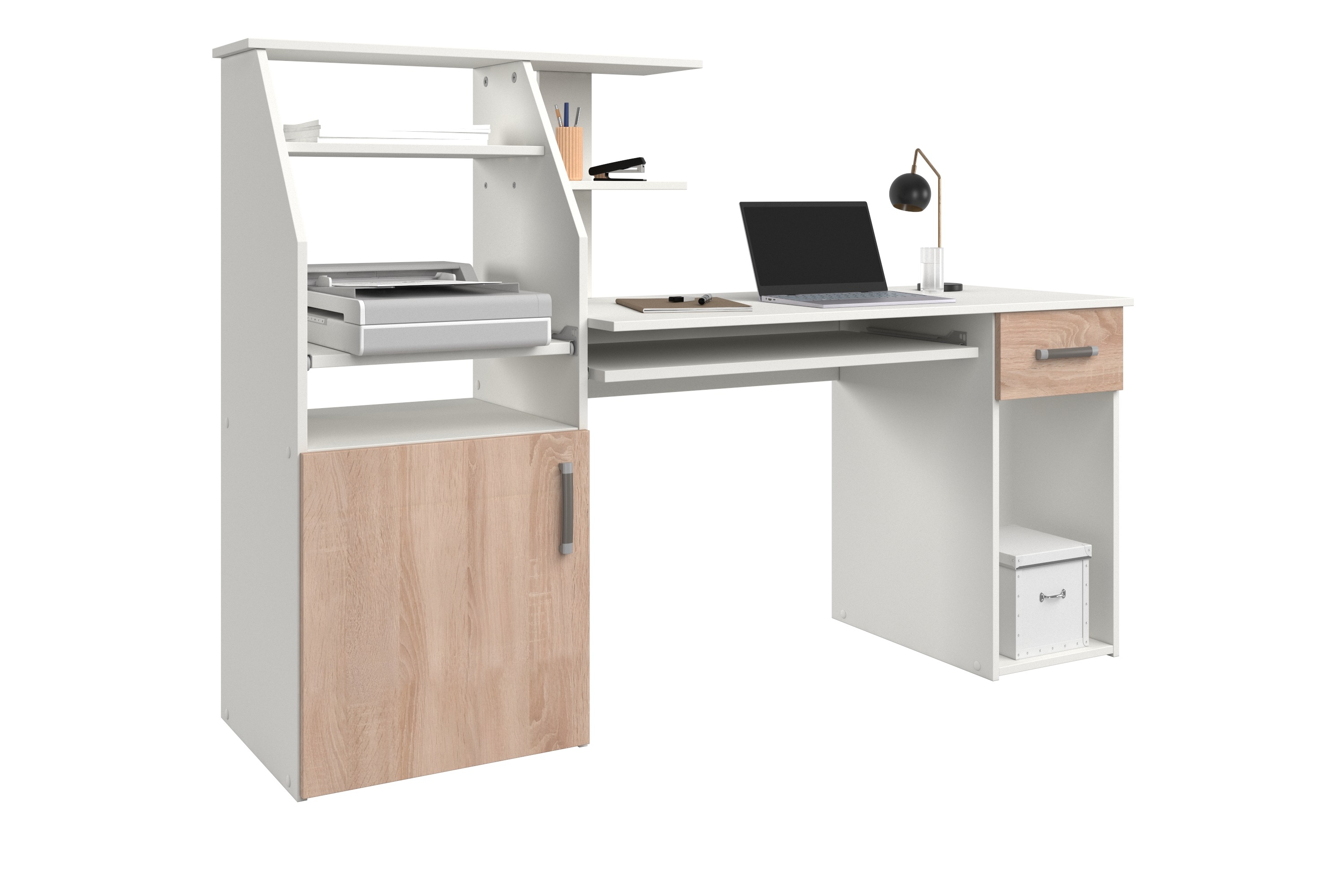 Thumbnail - VOGL Möbelfabrik Schreibtisch "Don" mit Tastatur- & Druckerauszug, Breite 137,5 cm, Made in Germany