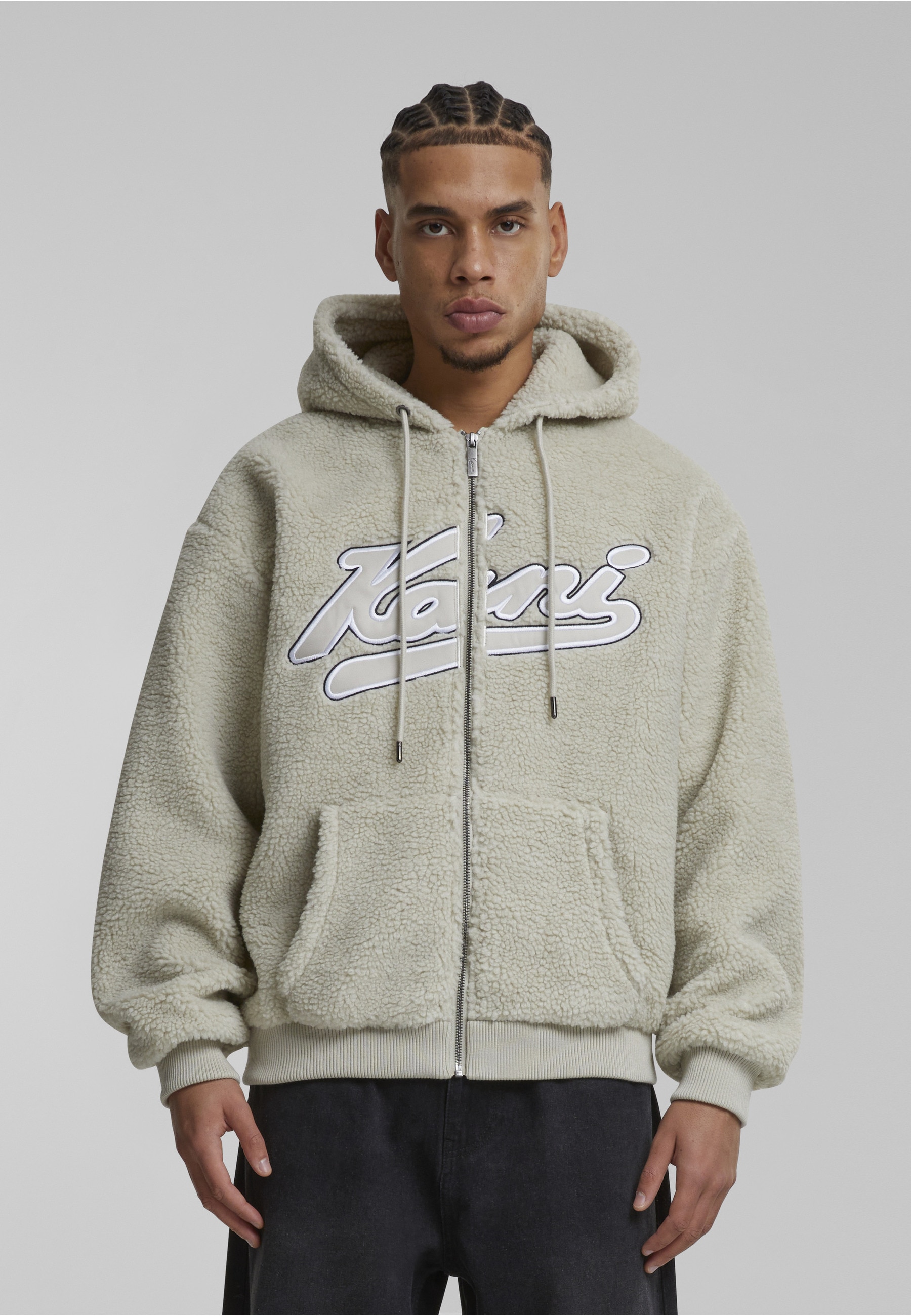Karl Kani Kapuzenpullover »Karl Kani Herren KM223-001-2 Varsity OS Teddy Zip Hoodie cream« 1 Stk.