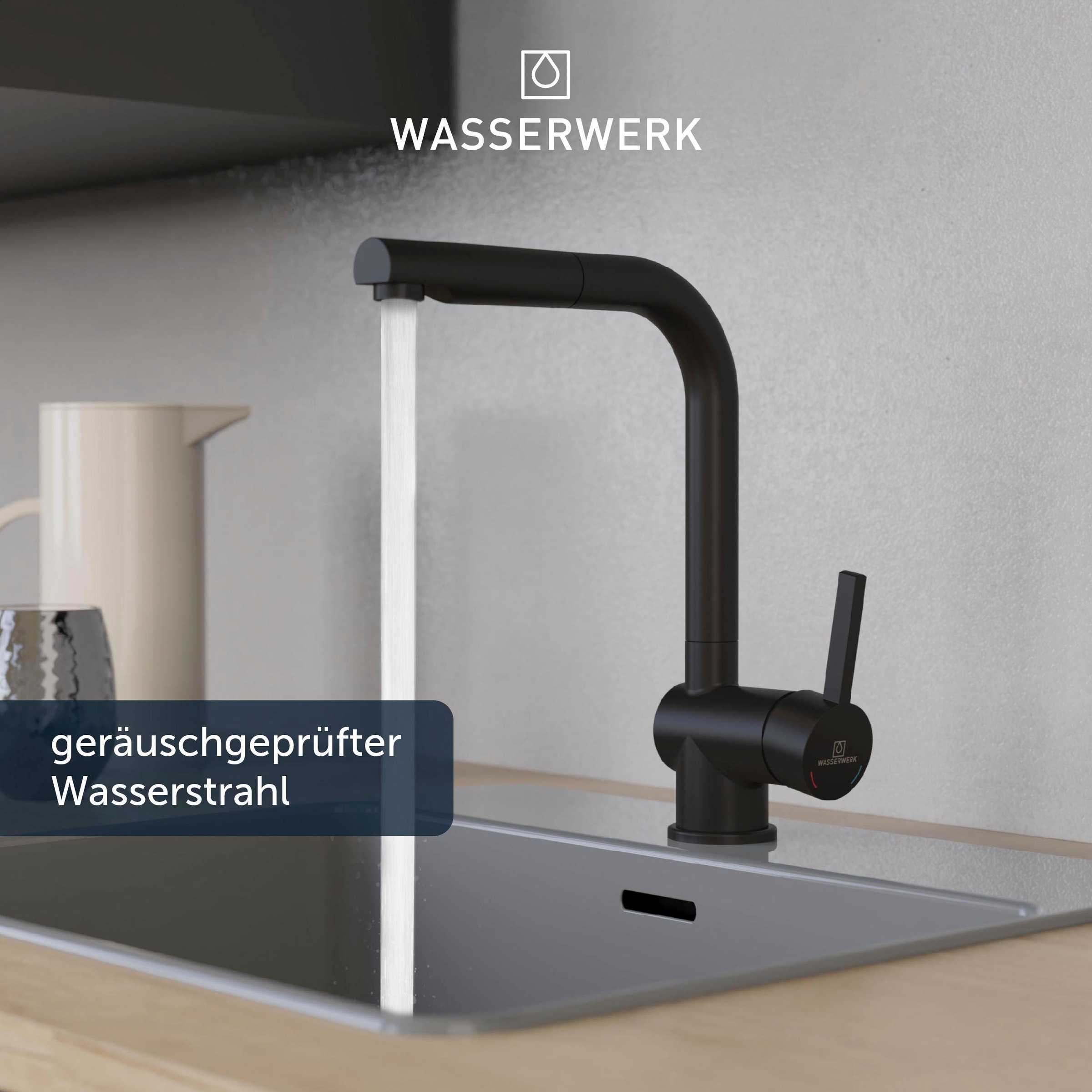 WASSERWERK Spültischarmatur »WK 4, Wasserhahn, Küche, Einhebelmischer«, 360° schwenkbar, Cold-Start-Funkt., herausziehbar