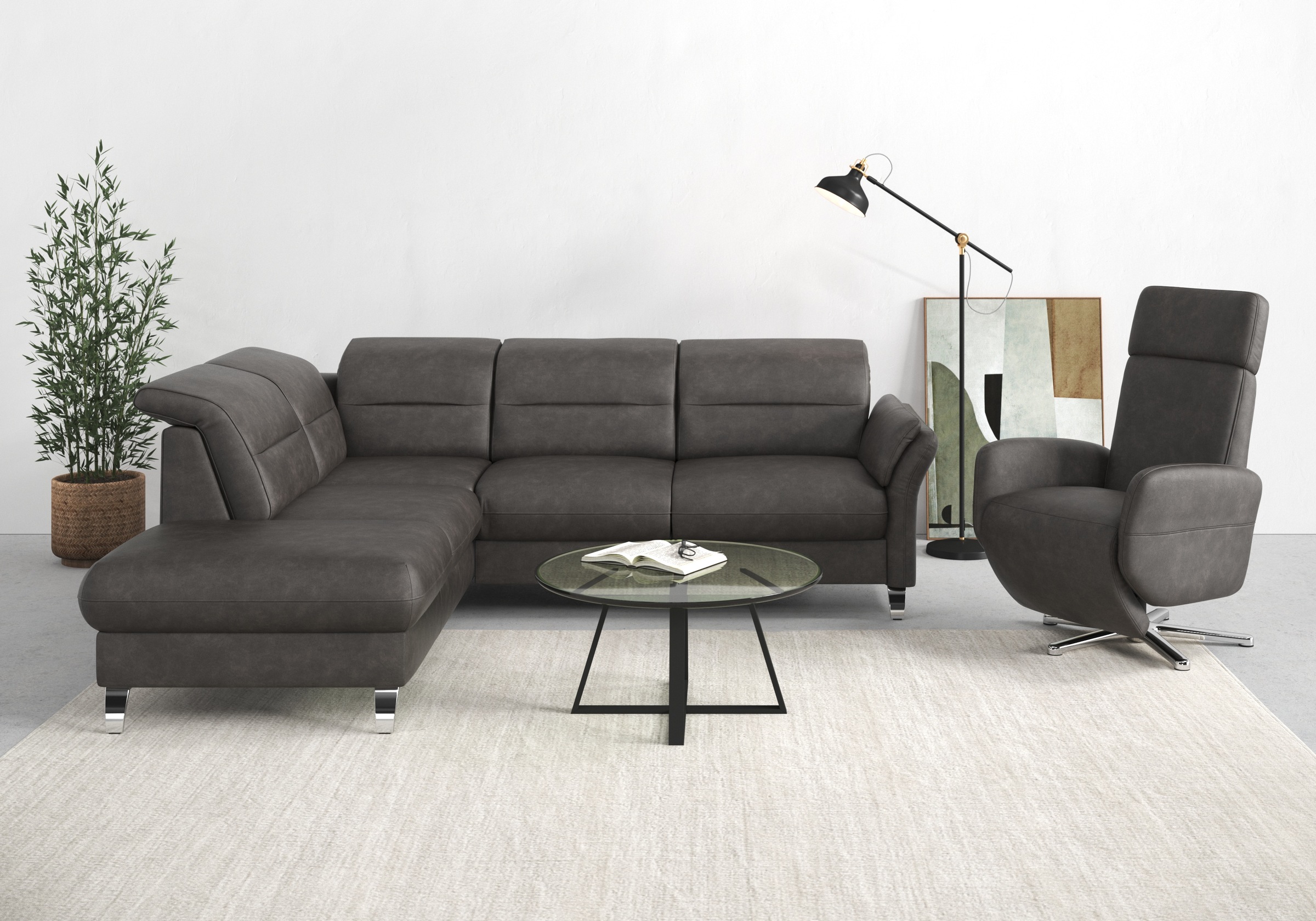 sit&more Ecksofa Grenoble L-Form mit Federkern, wahlweise mit Bettfunktion, günstig online kaufen