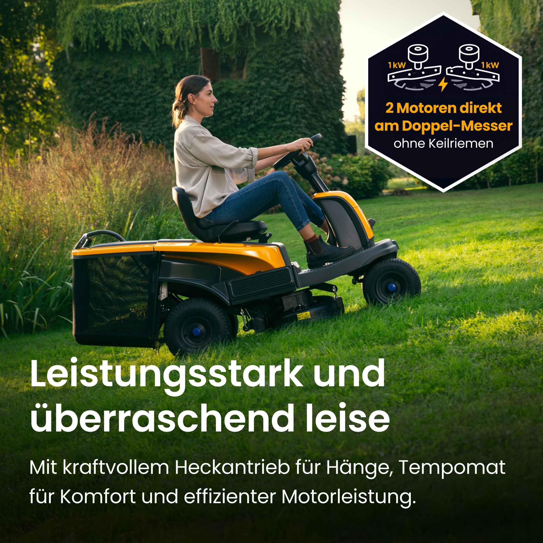 STIGA GARDEN Akku-Rasentraktor »Swift 372e Kit« für Flächen bis 2000 m², Doppel-Messer Mähdeck, Tempomat