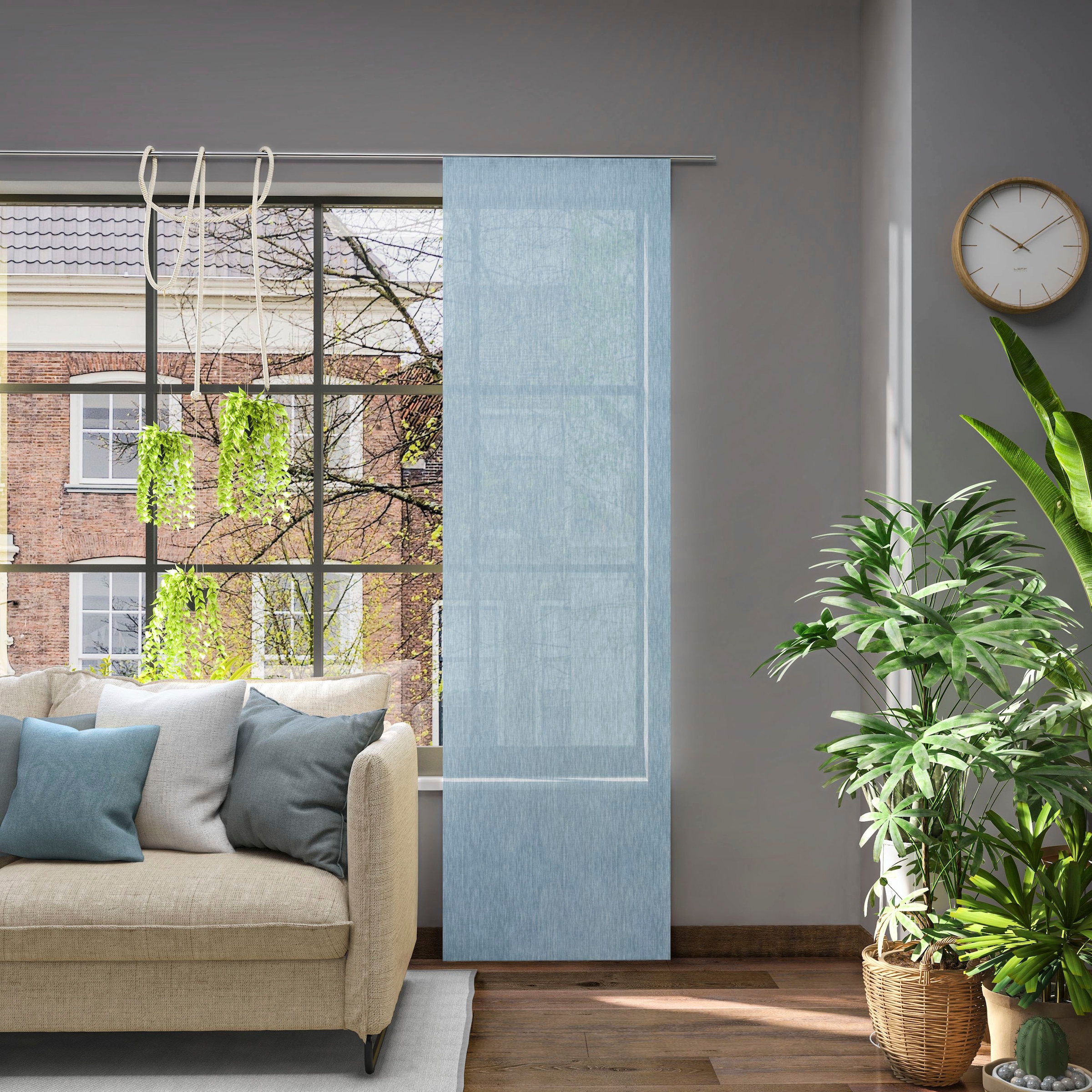 Schiebegardine NEUTEX FOR YOU, B:60cm H:265cm, blau, Jacquard, Polyester, Wohnzimmer, Gardinen, "Libre-ECO", nach Maß
