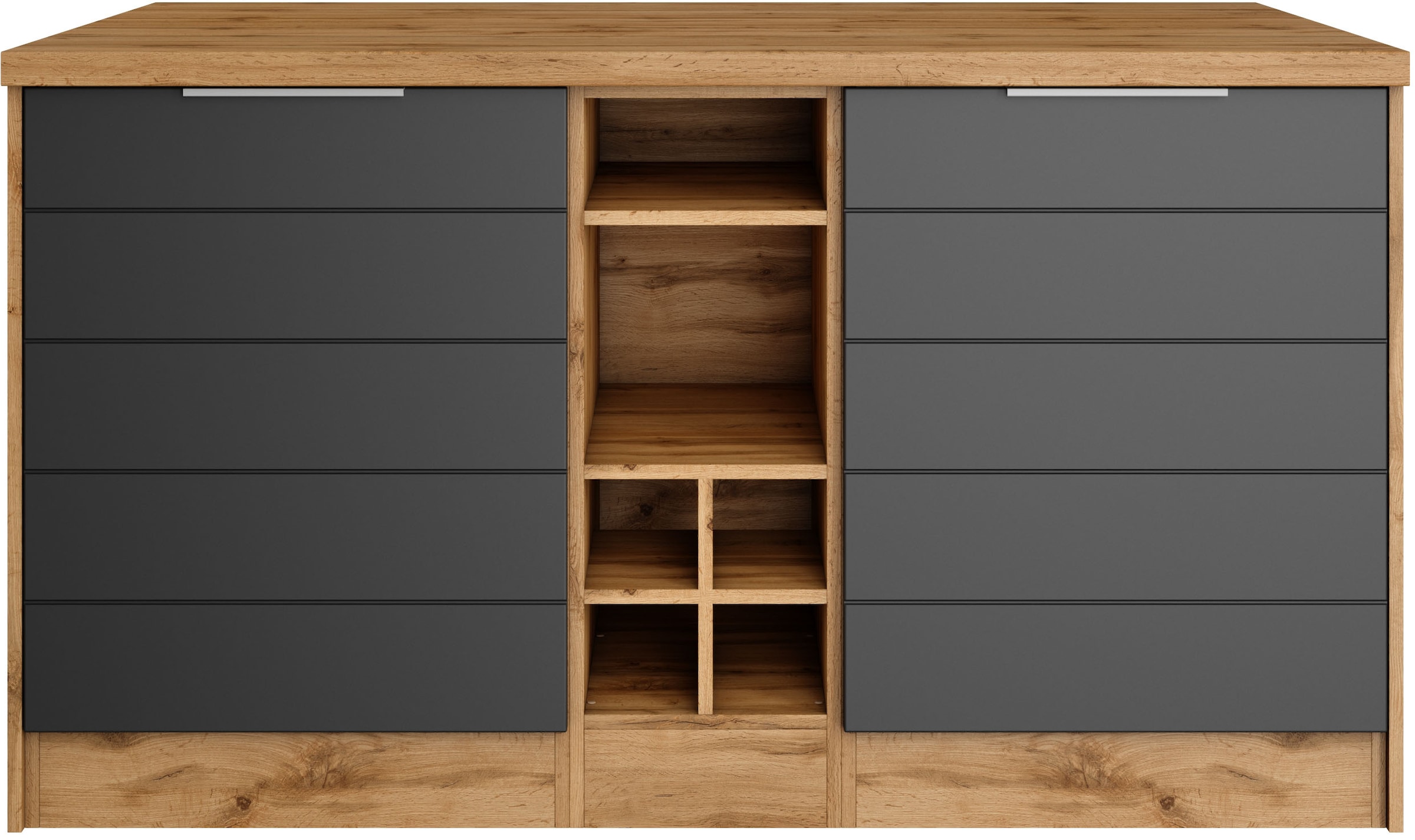 KOCHSTATION Kücheninsel »KS-Luhe, Breite 153 cm, mit Flaschenregal«, MDF-Fronten, Arbeitsplatte 38mm stark