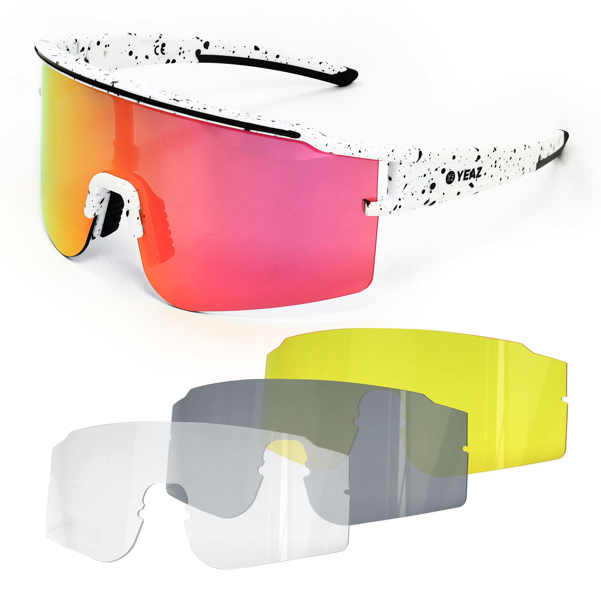 Sportbrille YEAZ "Sport-Sonnenbrille Weiß/Blau SUNTHRILL Set", Damen, weiß (weiß, rosa), Sonnenbrillen