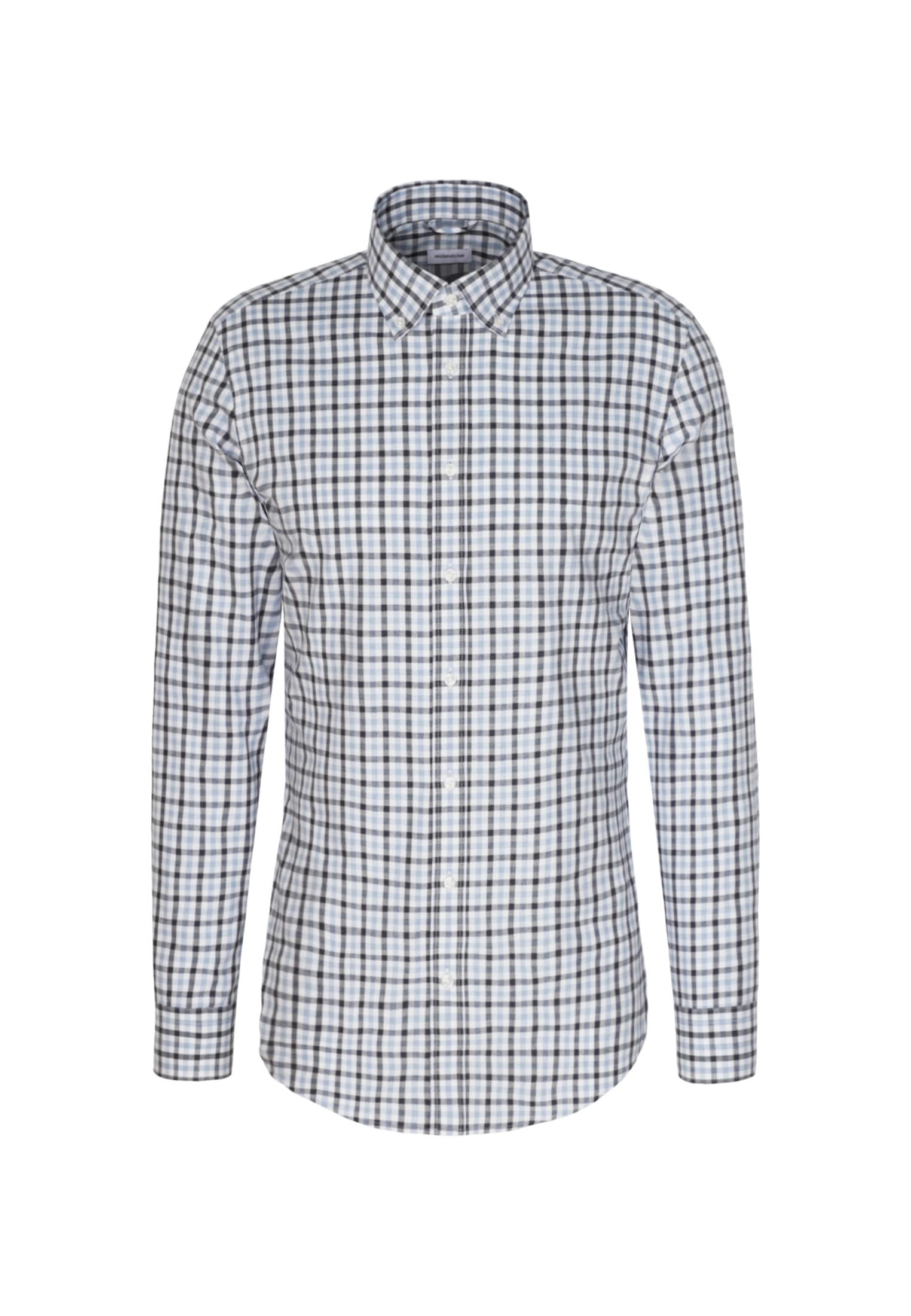 seidensticker Flanellhemd »Slim«, Slim Langarm Button-Down-Kragen Karo