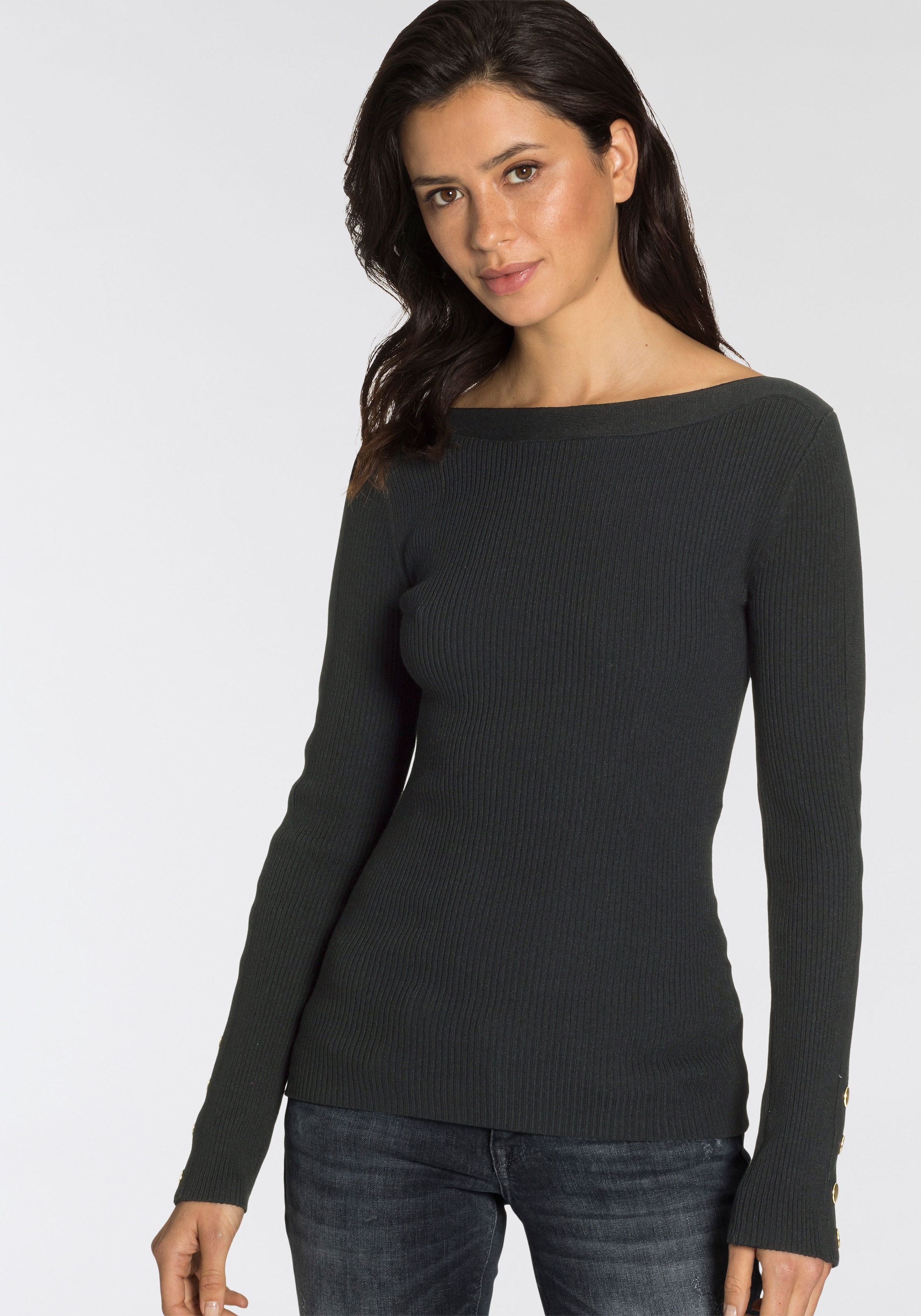 Melrose Strickpullover aus Rippqualität mit Knöpfen