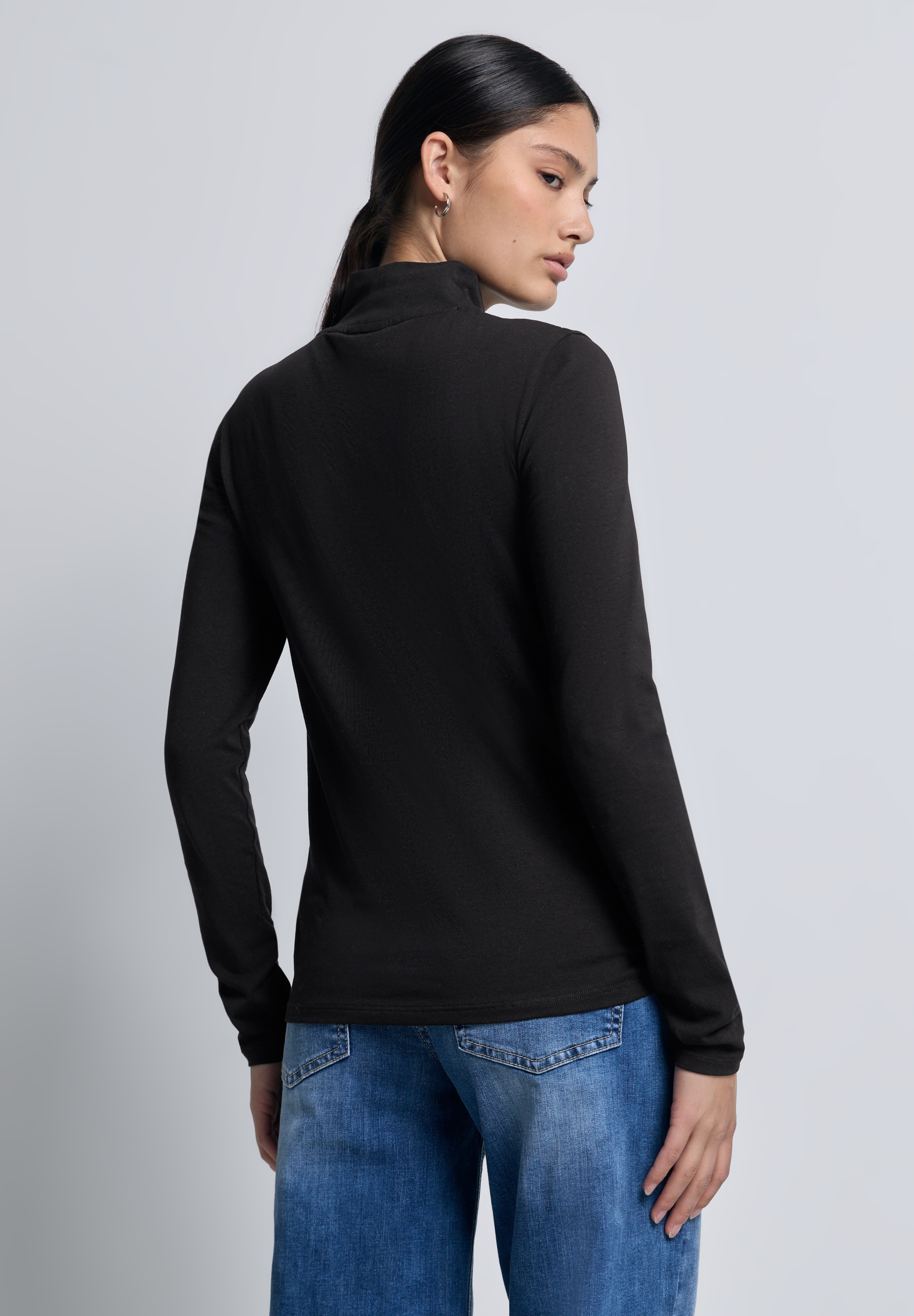 STREET ONE STUDIO Langarmshirt, aus Baumwolle mit Stretchante