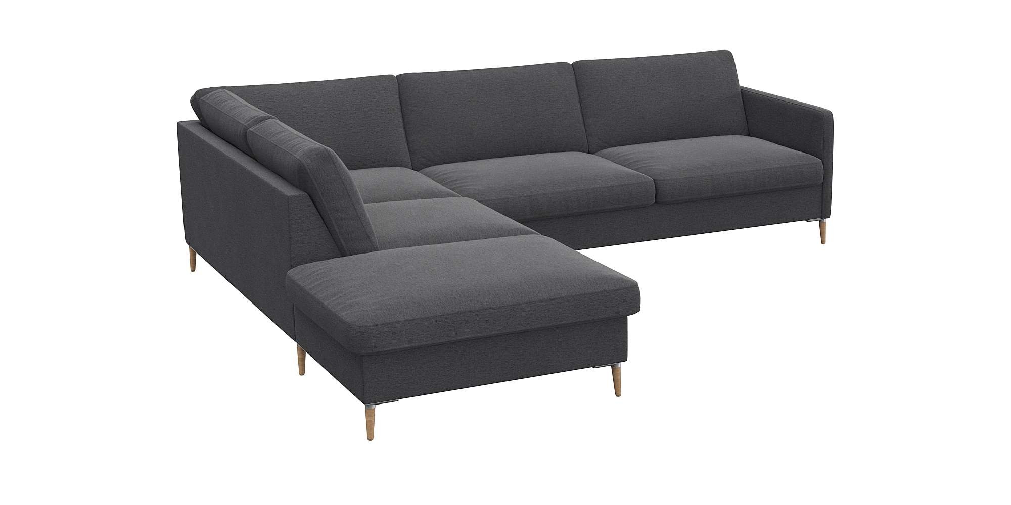 FLEXLUX Ecksofa »Fiore, L-Form«, schmale Armlehnen, Kaltschaum, Füße Alu+ Eiche
