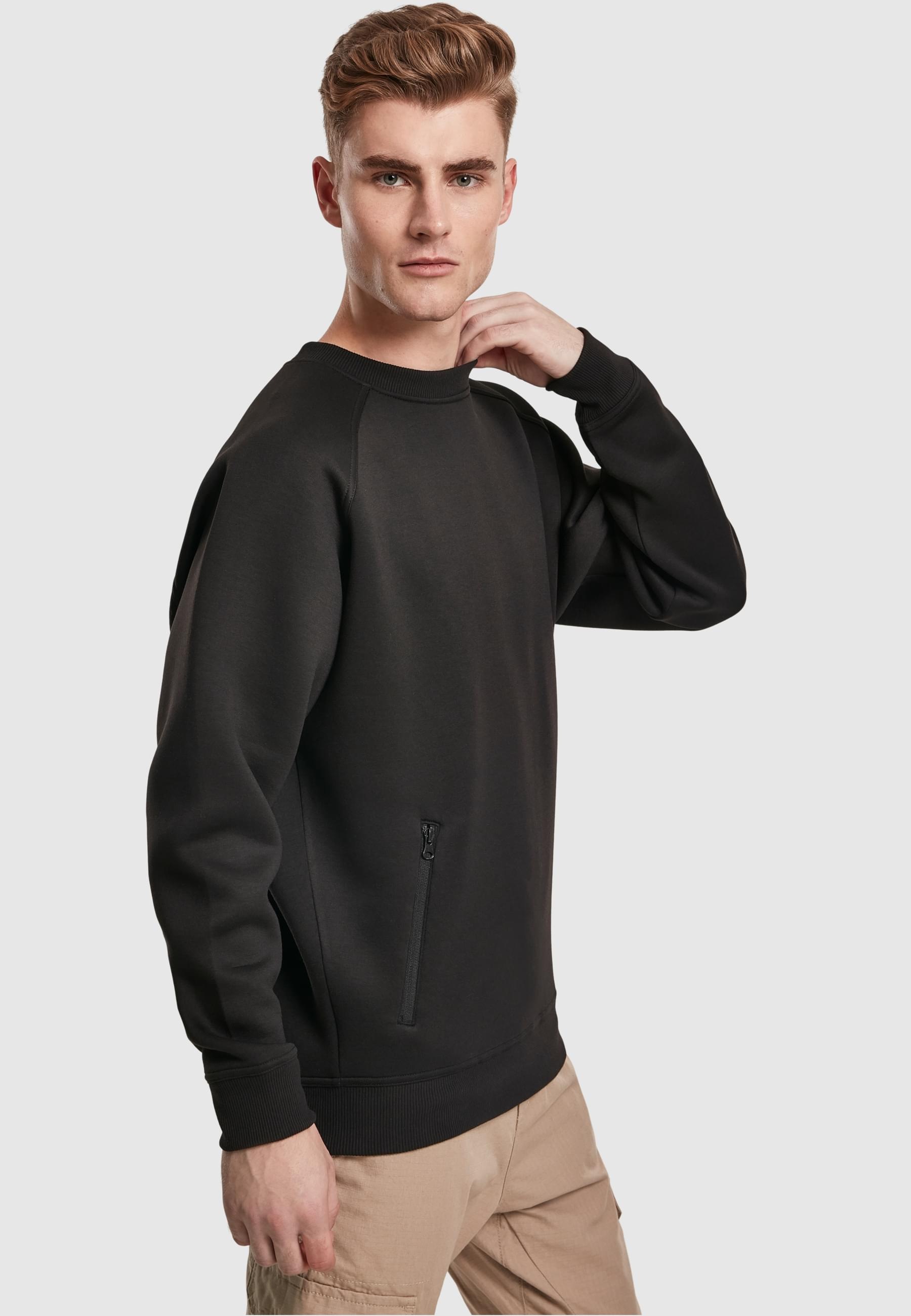 URBAN CLASSICS Rundhalspullover »Urban Classics Herren Raglan Zip Pocket Crew«, (1 tlg.)