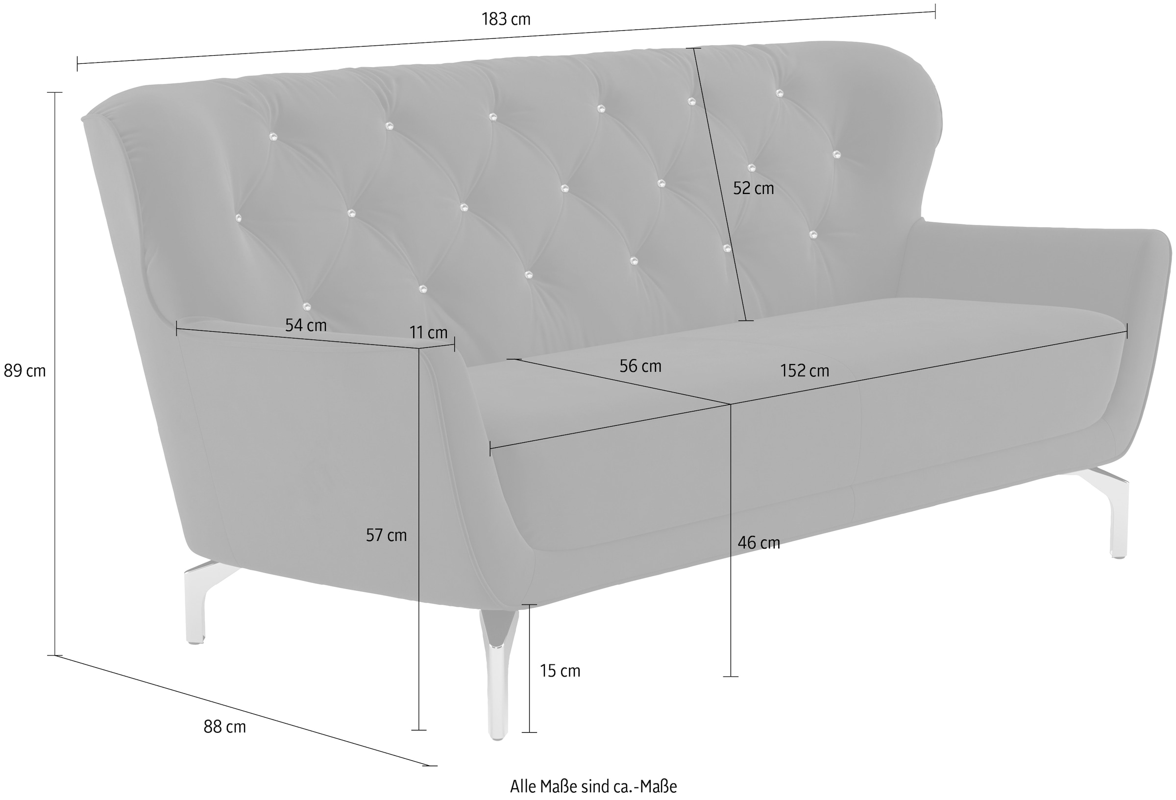 sit&more 3-Sitzer »Orient 3«, inkl. 2 Zierkissen mit Strass-Stein, goldfarbene Metallfüße