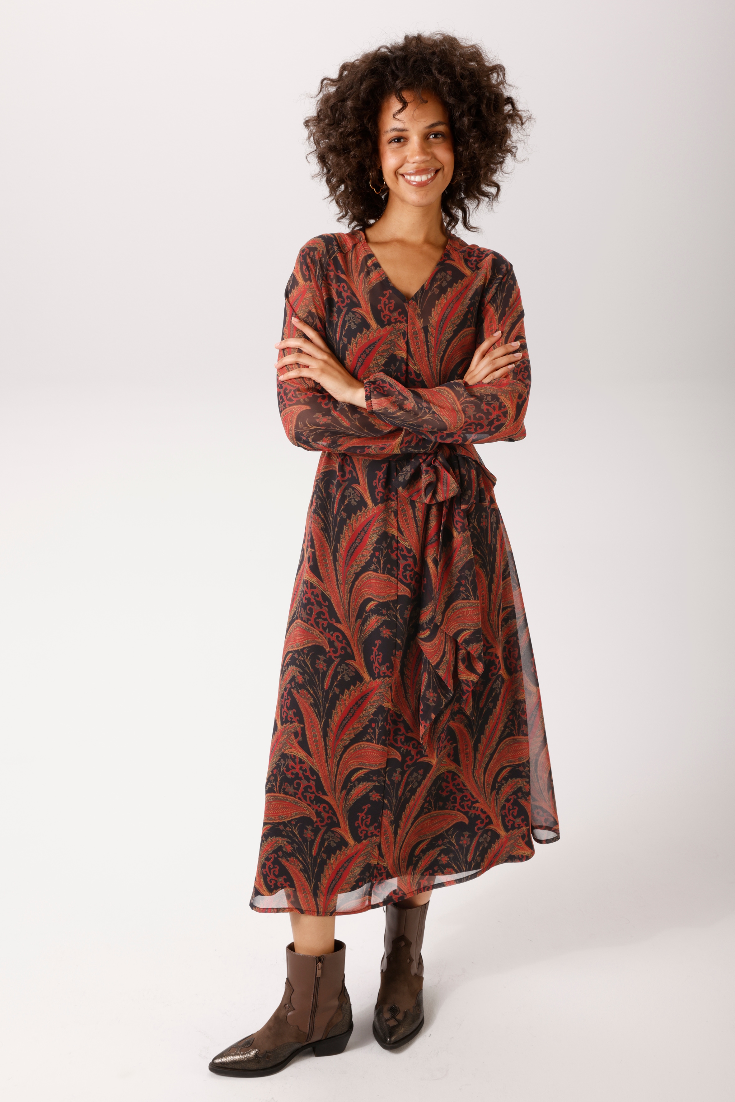 Aniston CASUAL Blusenkleid mit großflächigen, fantasievollen Blättern bedruckt - NEUE KOLLEKTION