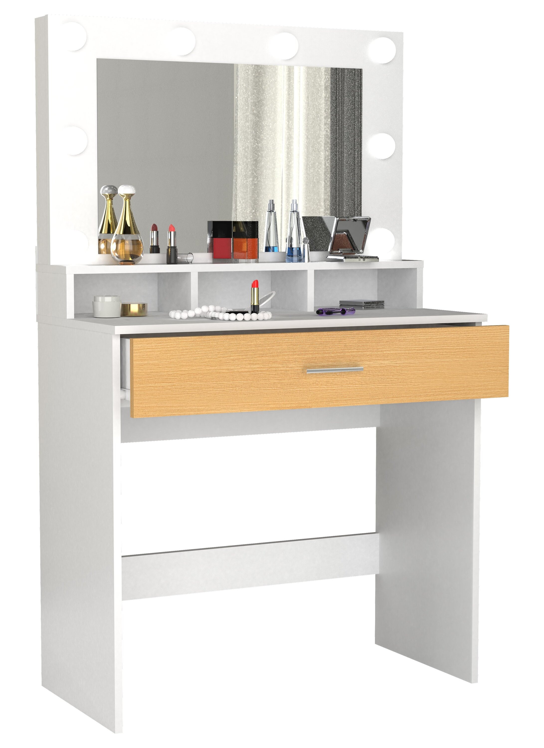 VCM Schminktisch "Schminktisch Frisiertisch Schublade Spiegel Kosmal" 1 Stk. tlg.