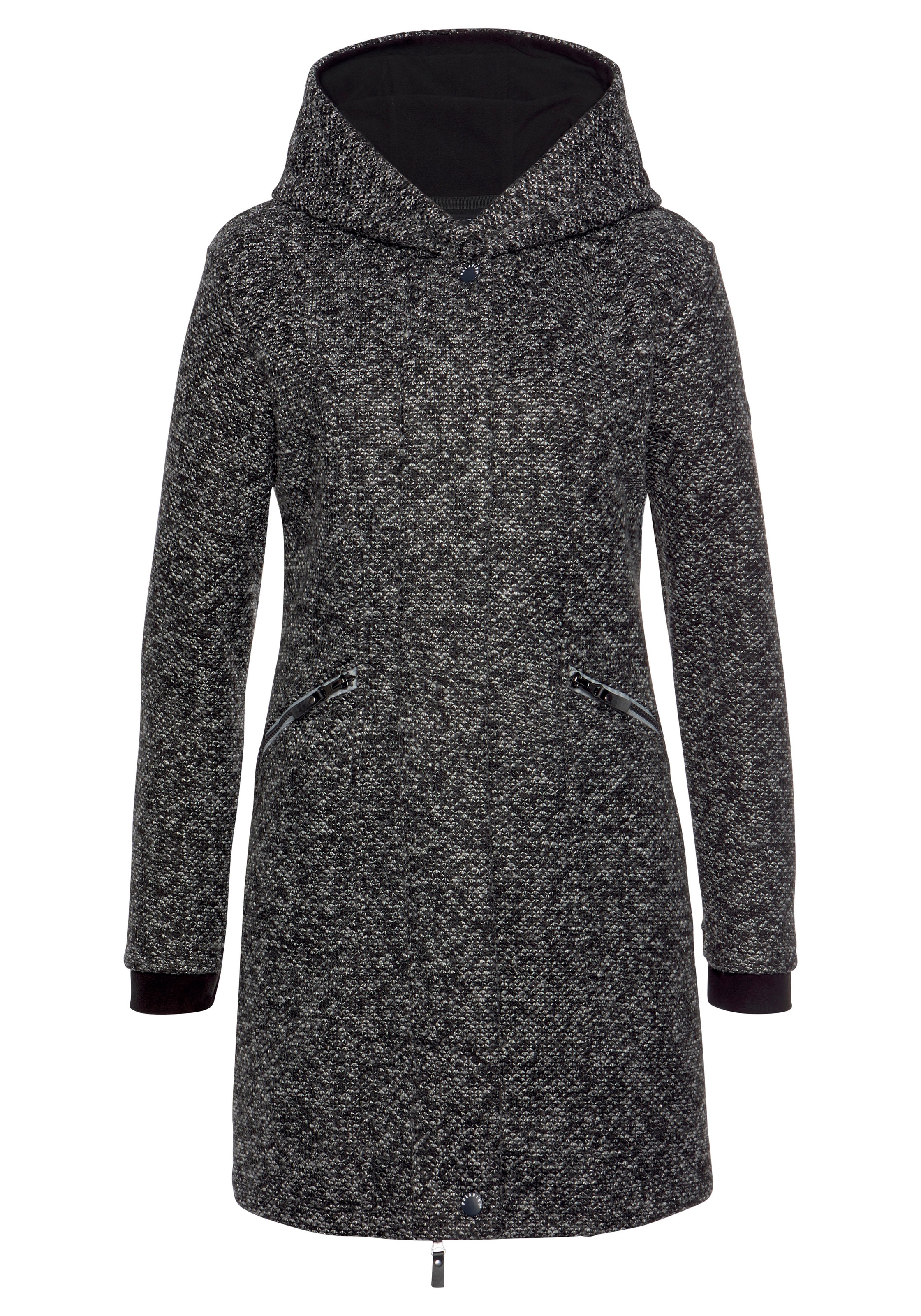 Strickmantel POLARINO, Damen, Gr. 40, grau (anthrazit), Obermaterial: 100% Polyester, Windstopperbündchen, Mäntel Strickmantel, atmungsaktiv und wärmeisolierend. Strickoptik außen, Fleece innen. 3