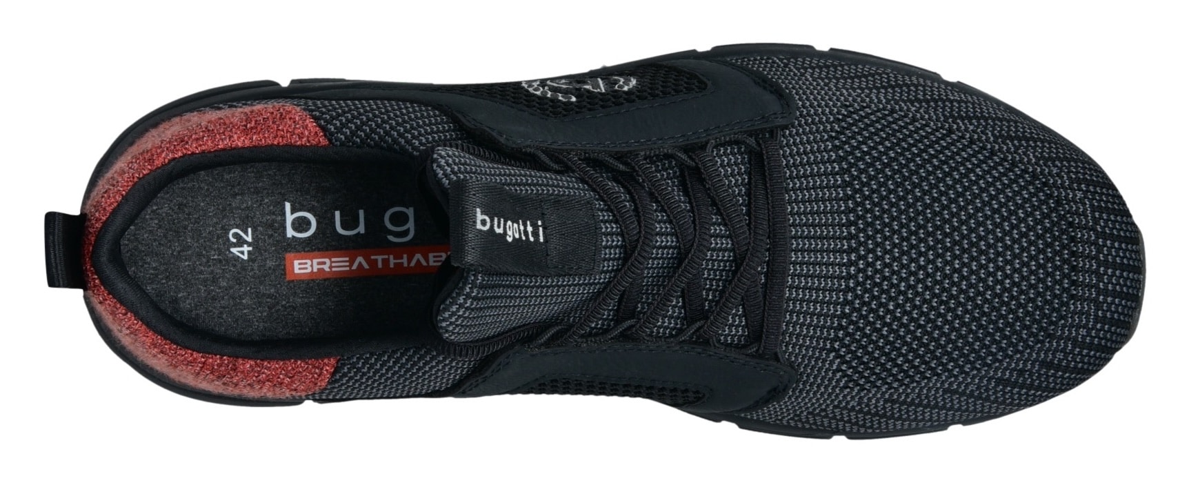 bugatti Sneaker, Schnürschuh, Halbschuh, Freizeitschuh, Kontrastbesatz an der Ferse