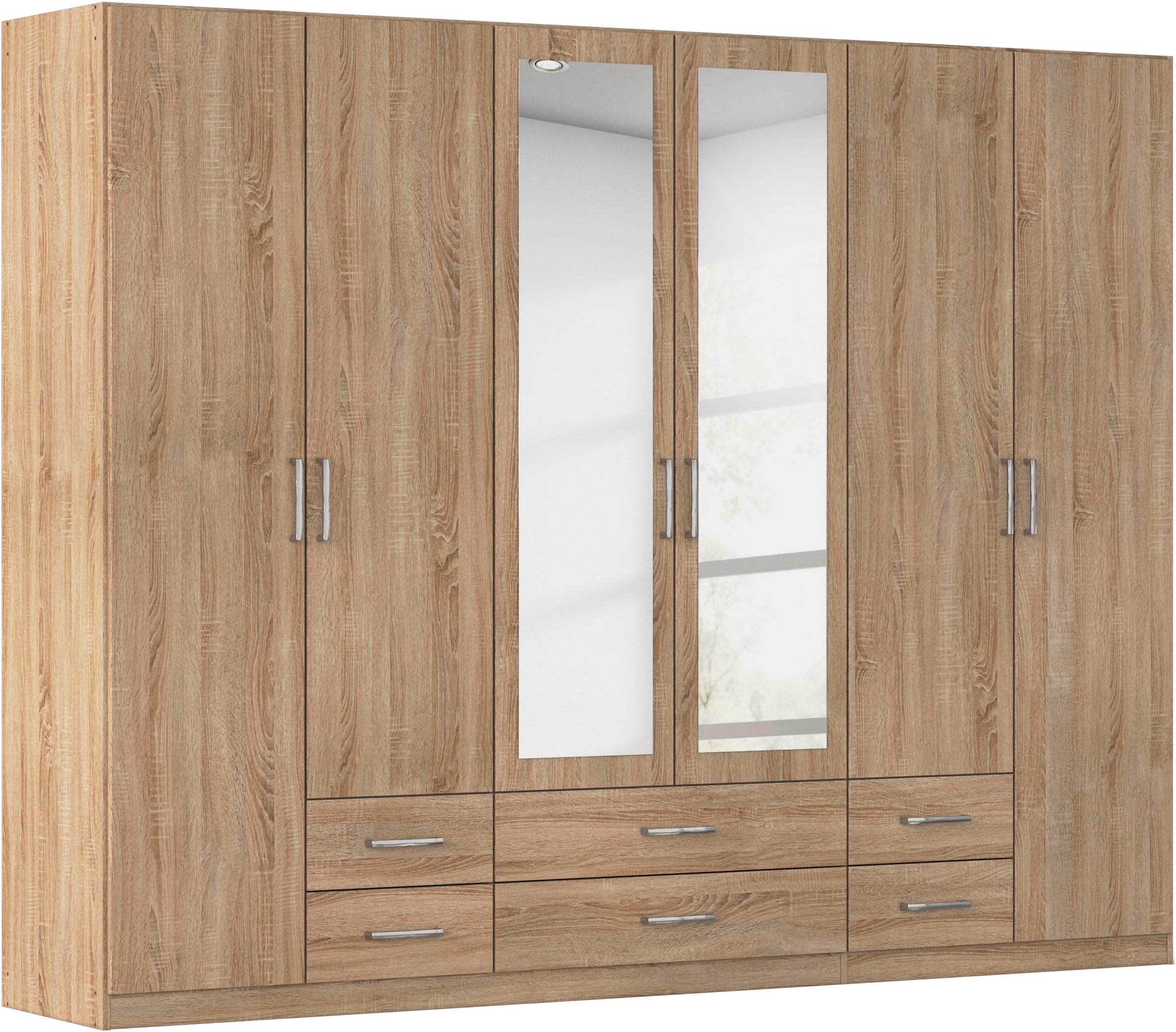 rauch Kleiderschrank "Schrank Garderobe Ankleide GAMMA Breiten 91/136/181/226/271/315/360 cm" in 3 Ausstattungen BASIC/CLASSIC/PREMIUM (inkl. SOFT-CLOSE-Funktion), verschiedene Griff-Varianten, mit Spiegel TOPSELLER MADE IN GERMANY