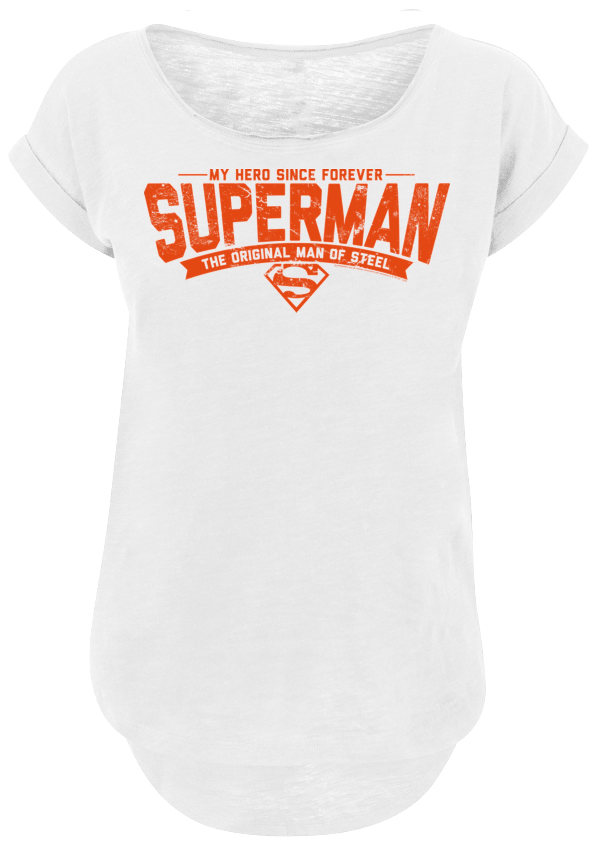 F4NT4STIC T-Shirt »Long Cut T-Shirt DC Comics Superman My Hero«, Damen,Premium Merch,Lang,Longshirt,Bedruckt