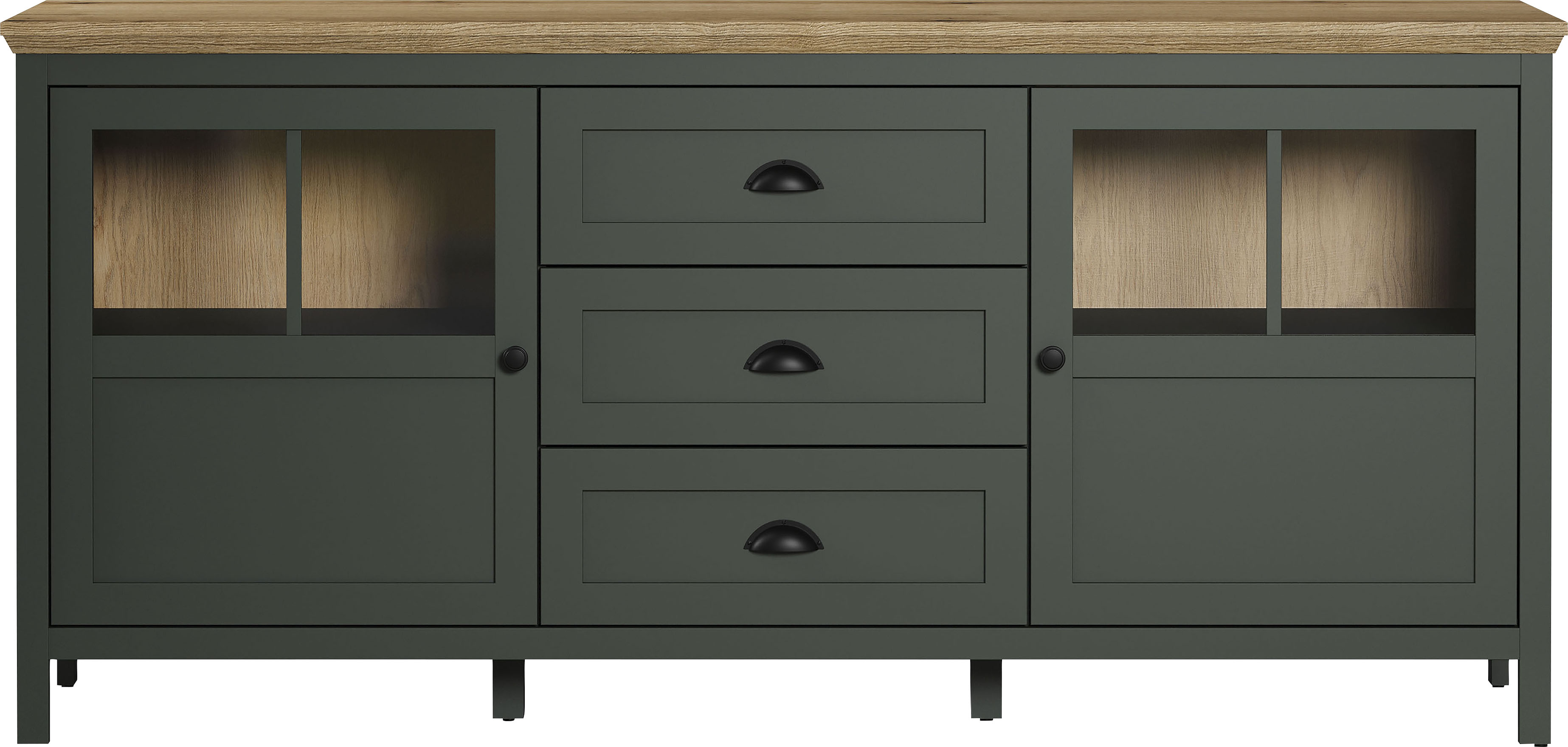 Thumbnail - Home affaire Sideboard "Vienna", (1 St.), Kommode im Landhausstil - Beleuchtung, Glastüren - B/T/H 185/45/86 cm