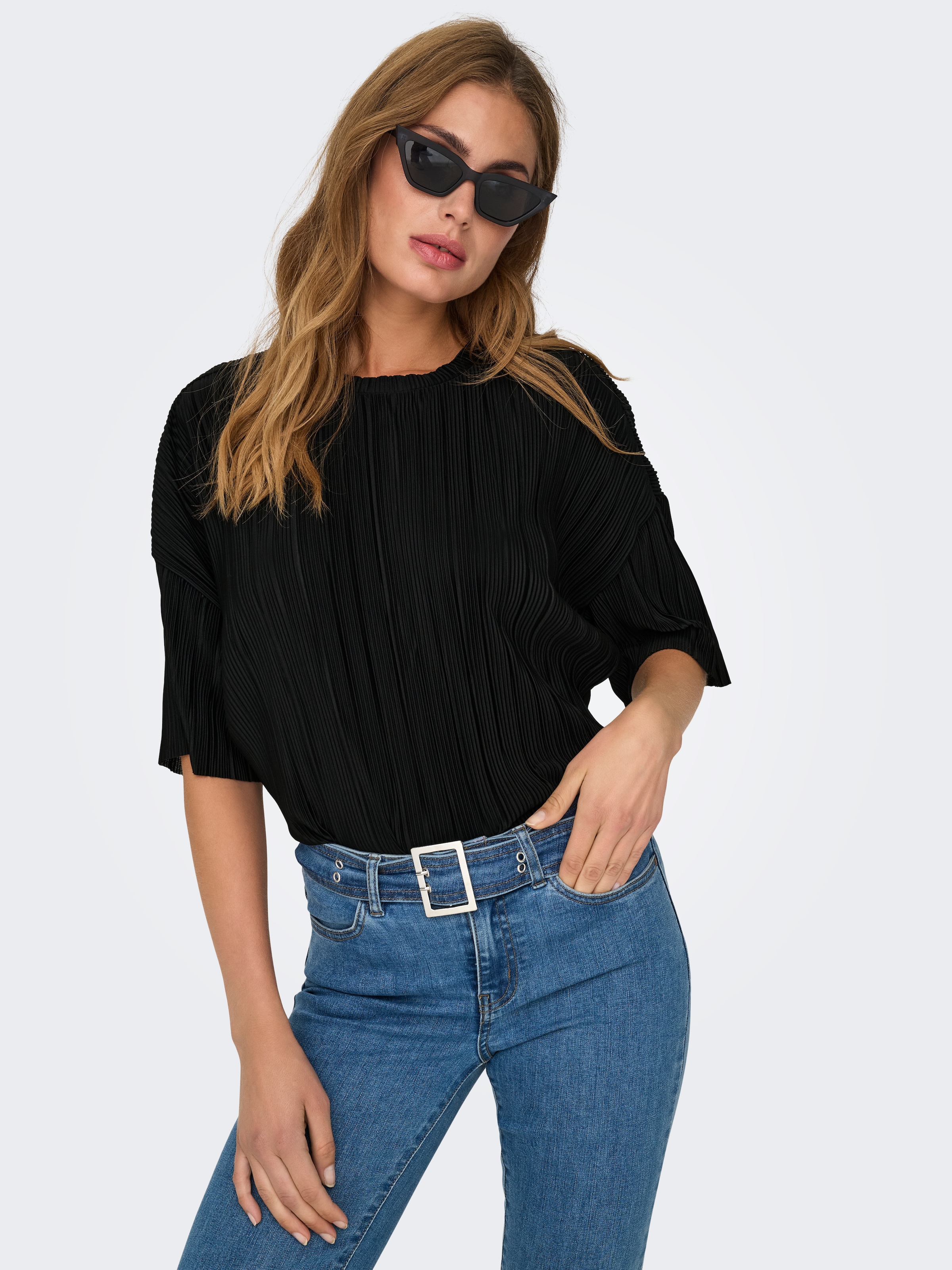 ONLY Plisseeshirt "ONLRAVENNA S/S PLISSE TOP NOOS JRS" günstig online kaufen