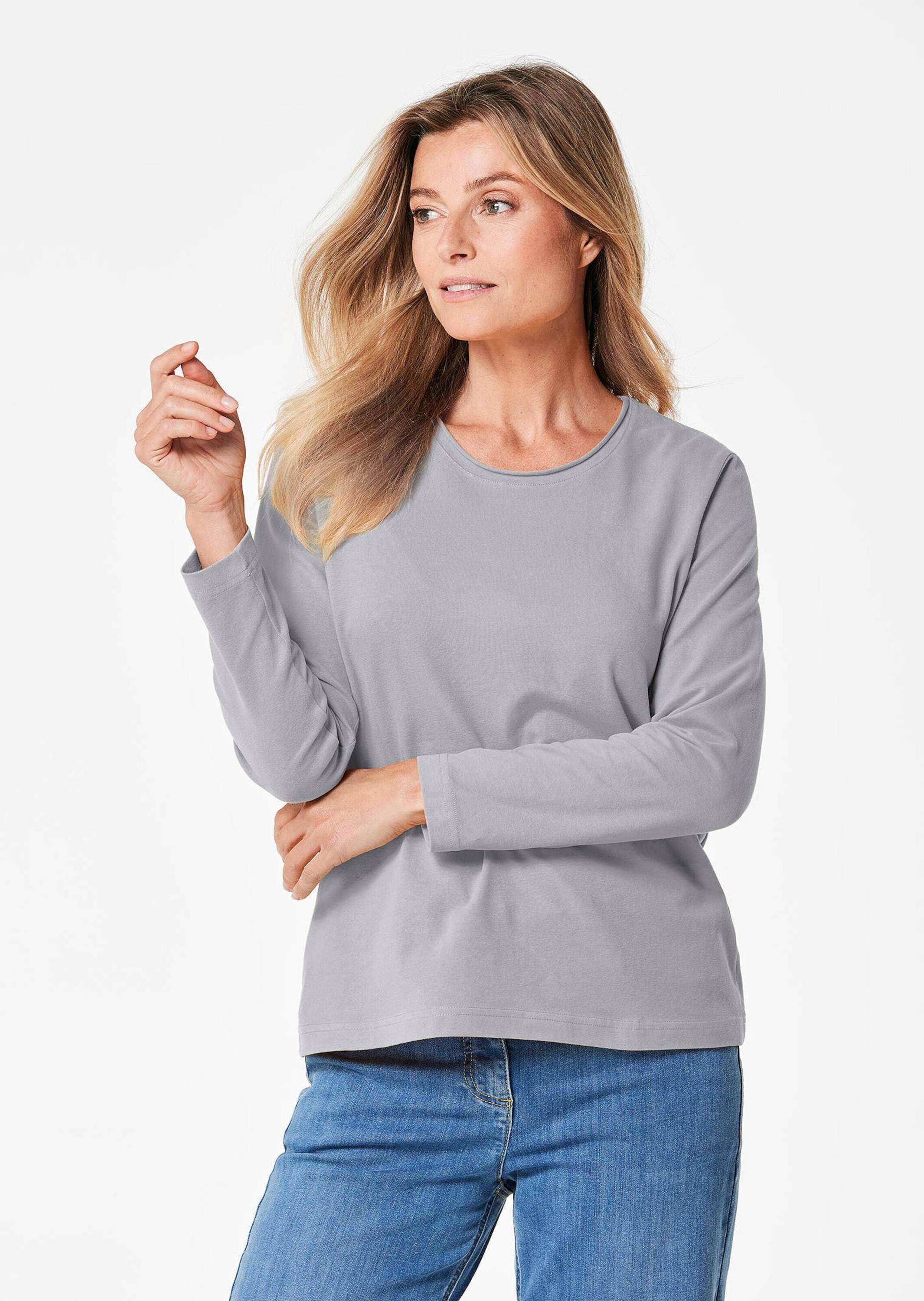 GOLDNER Longpullover »T-Shirt mit Rundhals«