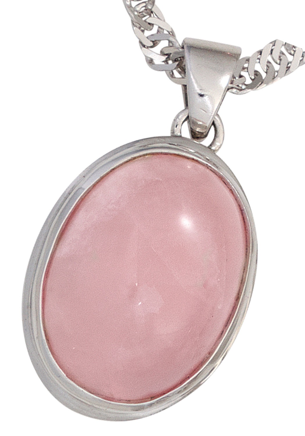 JOBO Kettenanhänger »Anhänger oval«, 925 Silber mit Rosenquarz