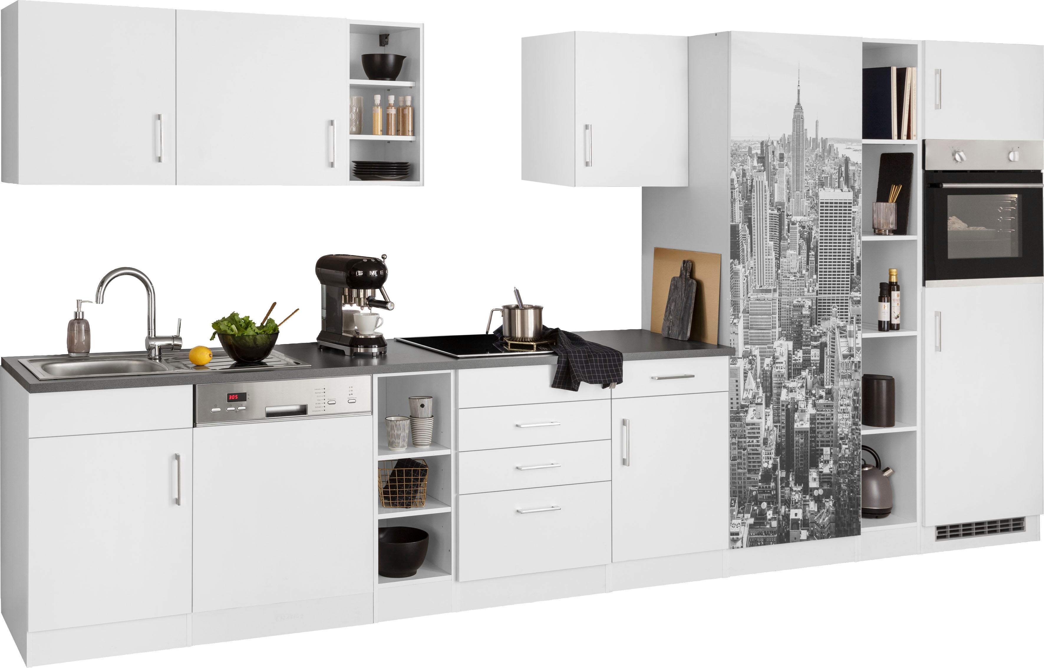 Thumbnail - KOCHSTATION Küchenzeile "KS-Paris – Küchen mit einzigartigen Fotomotiven auf den Fronten" Breite 400 cm, wahlweise mit E...