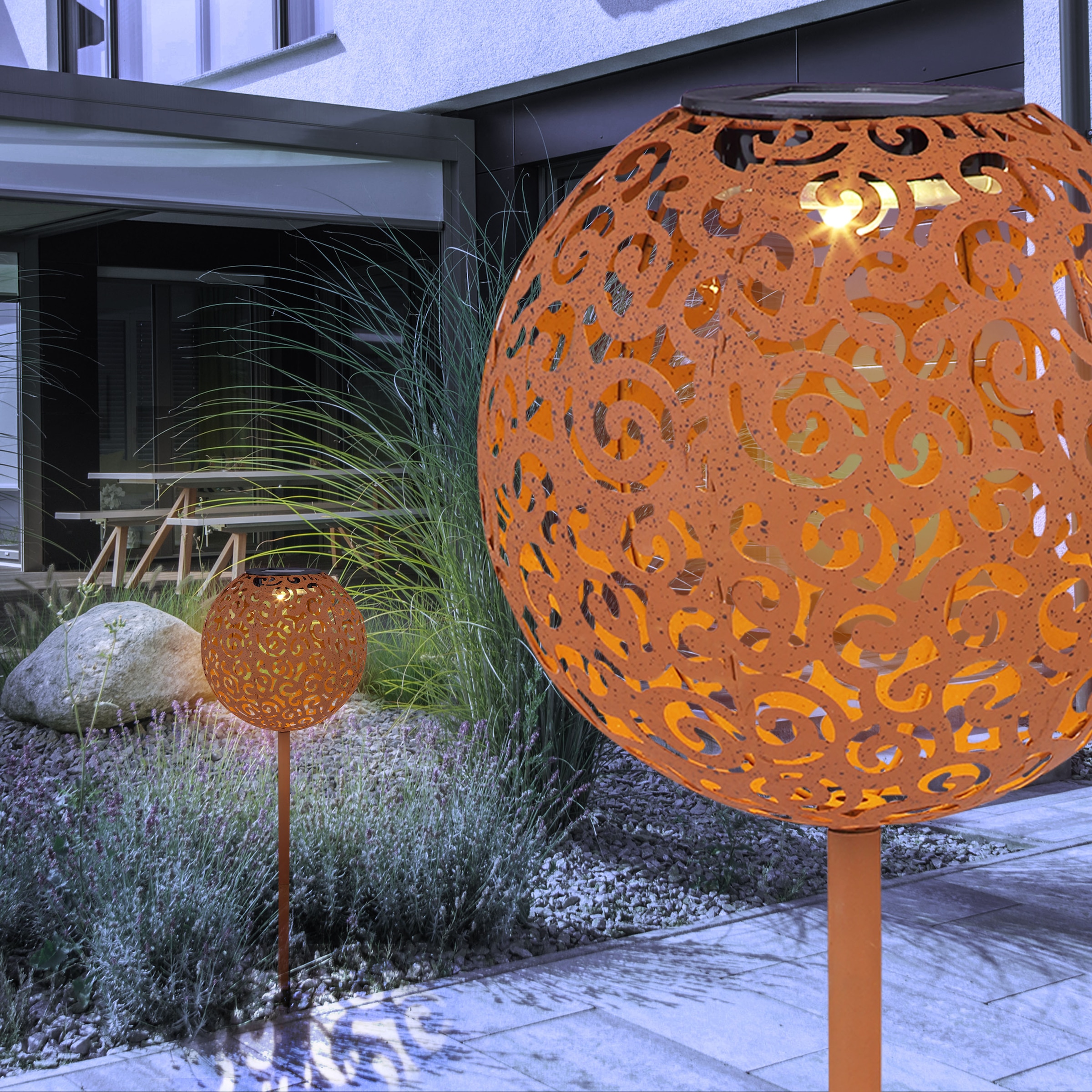 GLOBO LIGHTING LED Solarleuchte »SOLAR«, 1 flammig, Leuchtmittel LED-Modul | LED fest integriert, Solarlampe für Garten, Toller Lichteffekt, Solarkugel mit Erdspieß