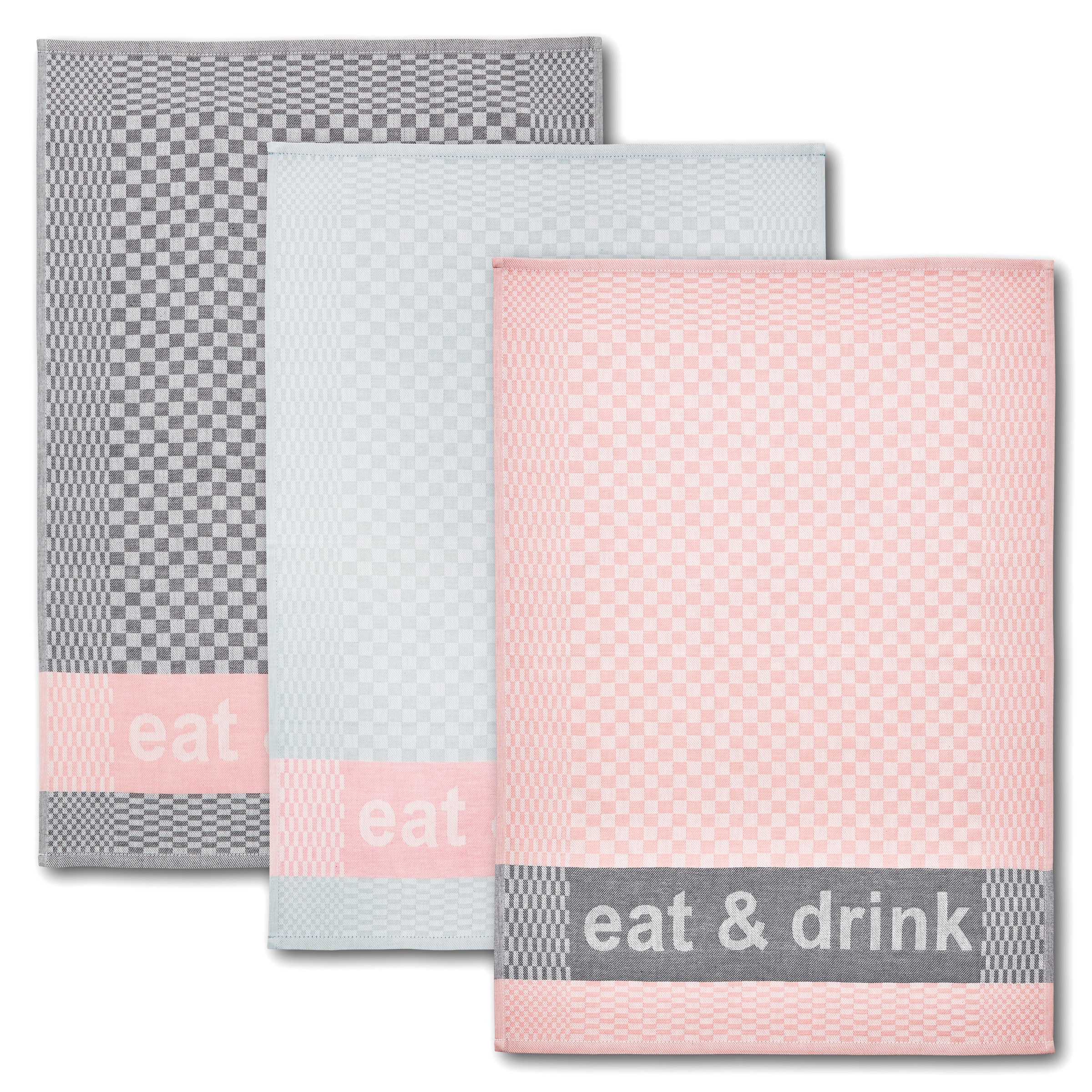 Geschirrtuch »Eat & Drink, Maße je Tuch ca. 50x70 cm«, (Set, 3 tlg.), mit drei...