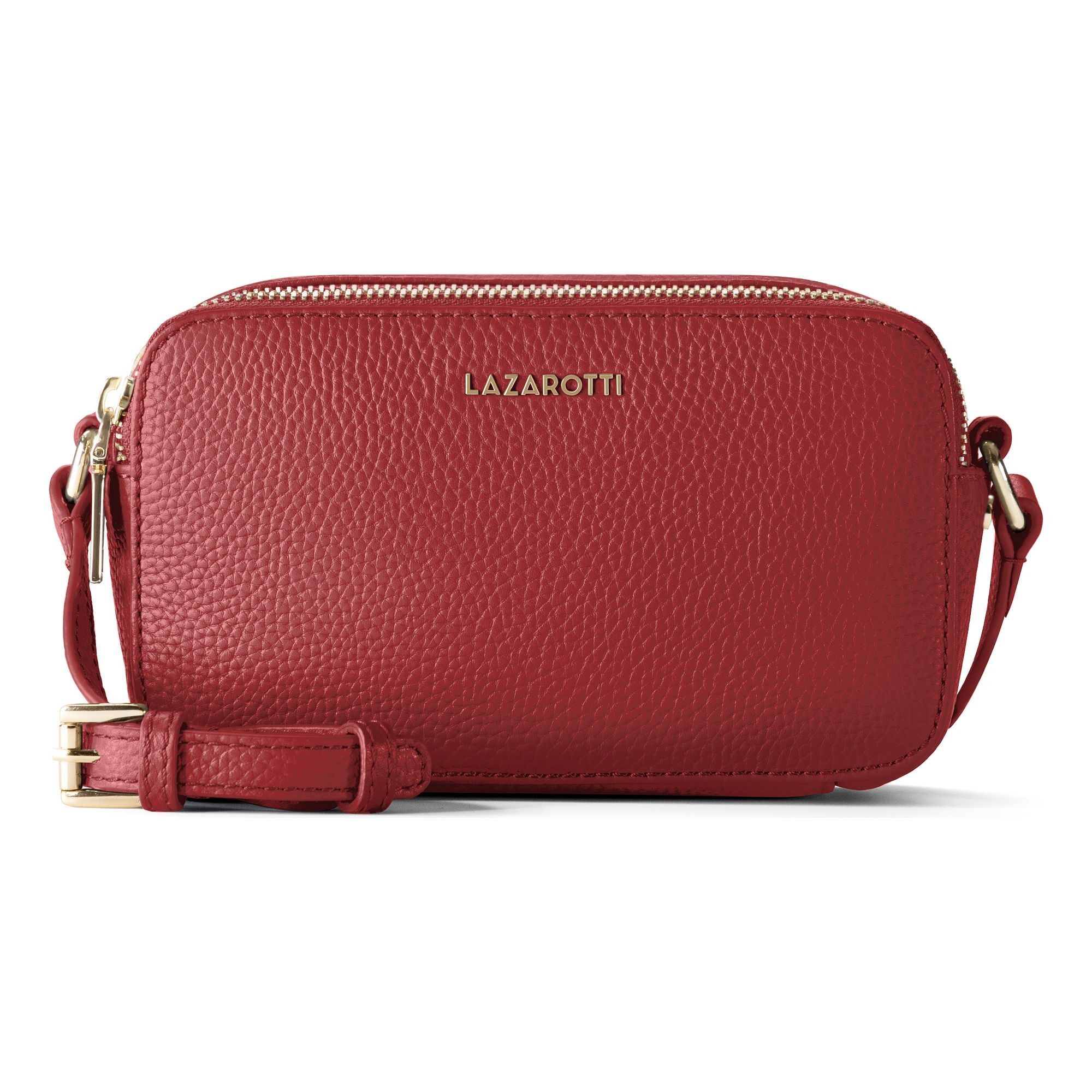 Lazarotti Umhängetasche "Bologna Leather Umhängetasche Camera-Bag Leder Double-Zip 18 cm"