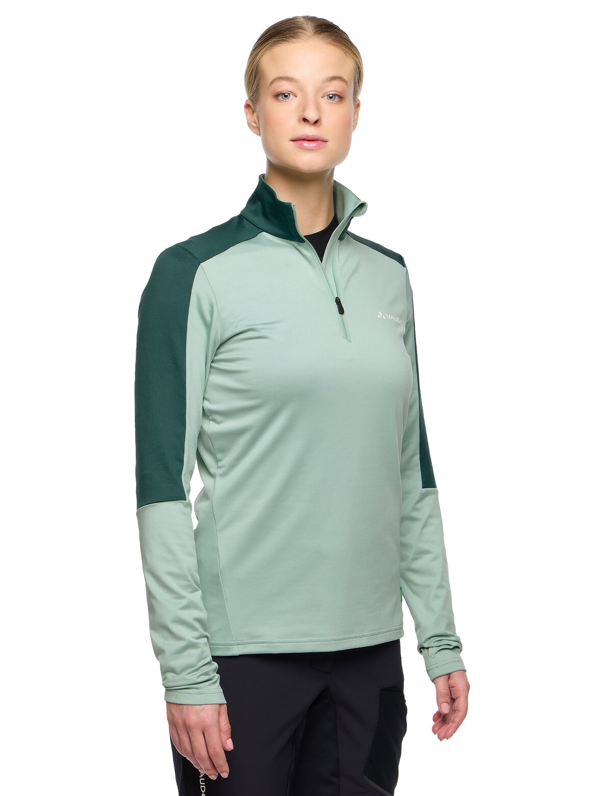 VAUDE Langarmshirt "WOMENS LIVIGNO HALFZIP II" mit Reißverschluss, hoch geschlossener Ausschnitt, Langarmshirt